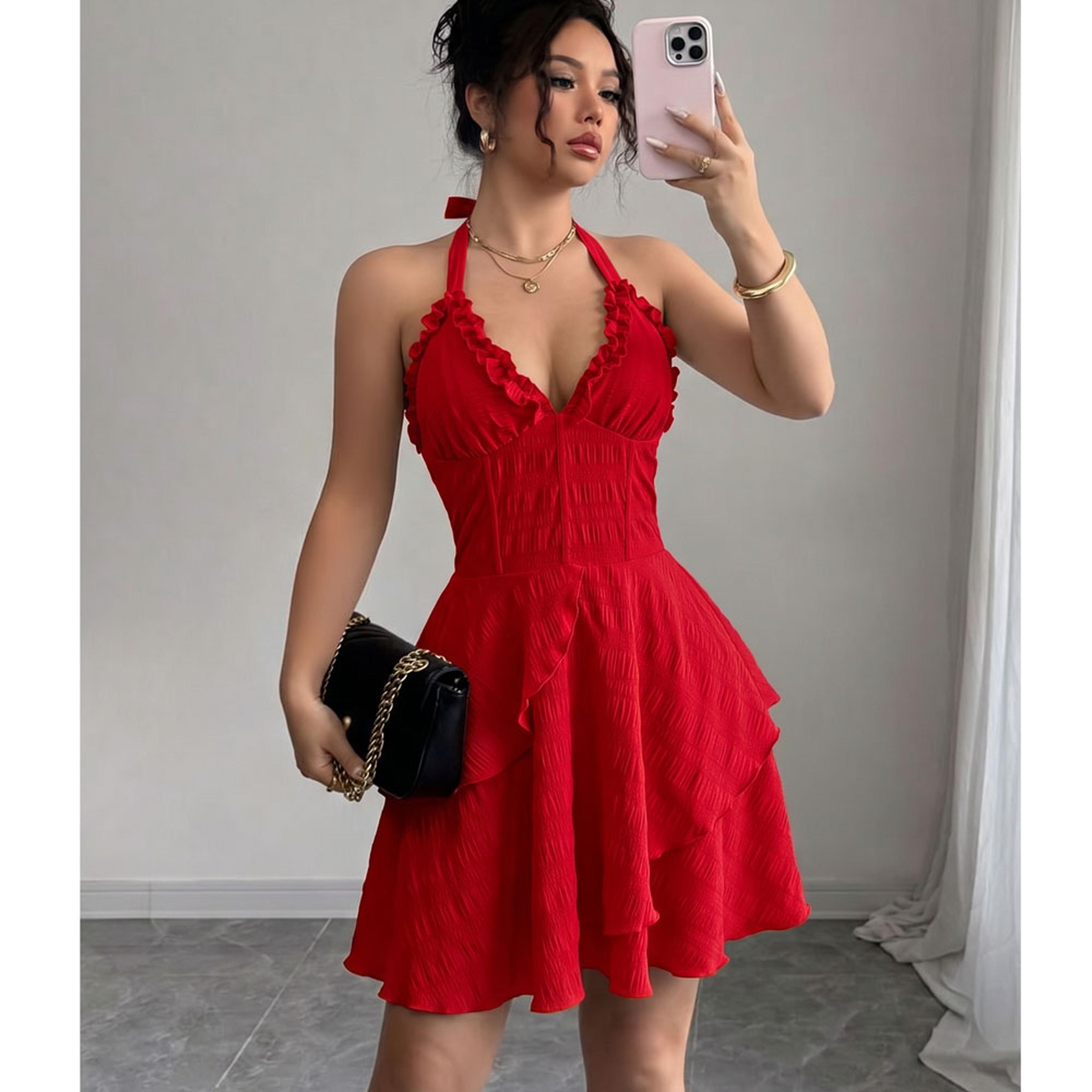 summer halter mini dress lace up backless sleeveless beach dress for women
