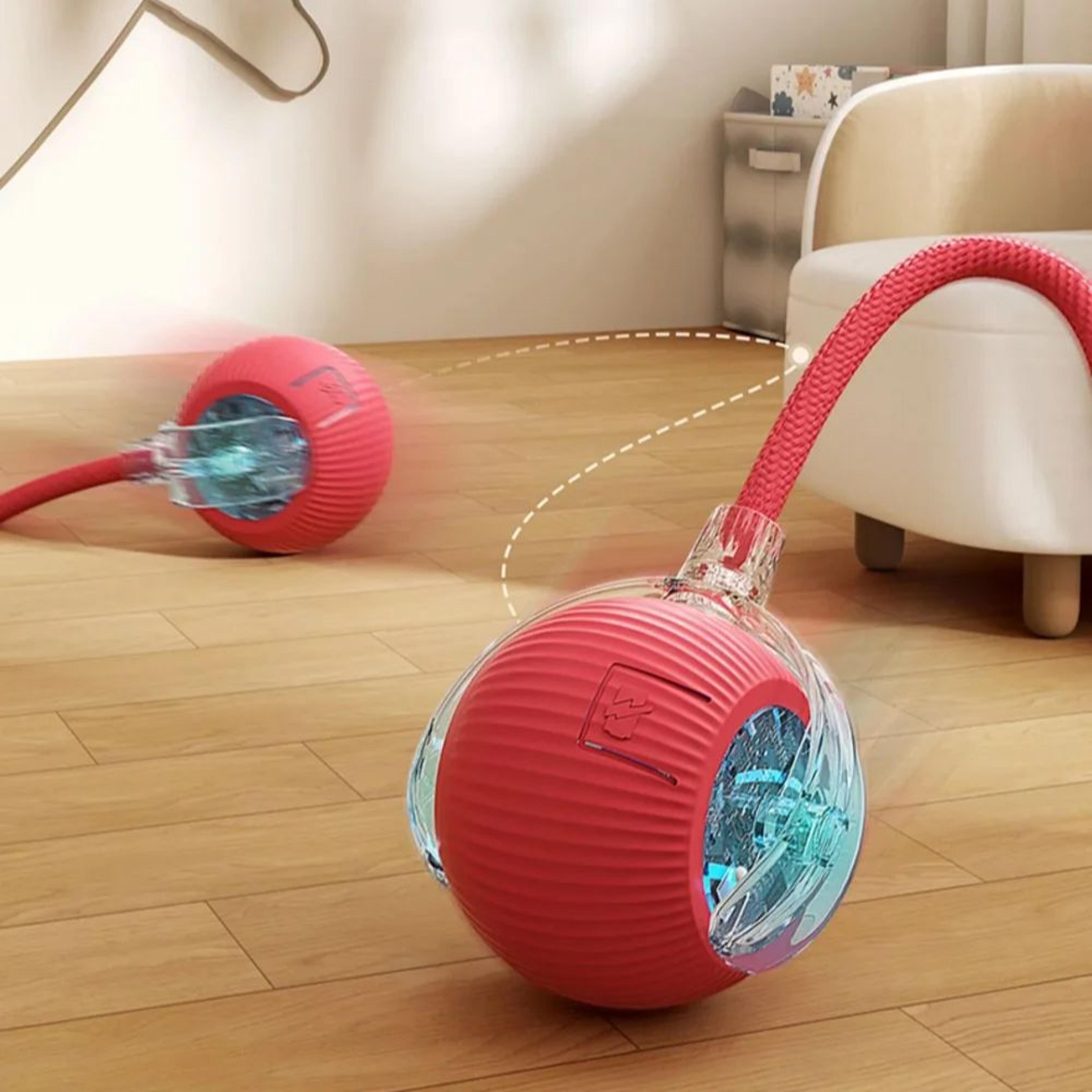 smart interactive cat toy automatic rolling ball with faux tail rechargeable indoor pet toy
