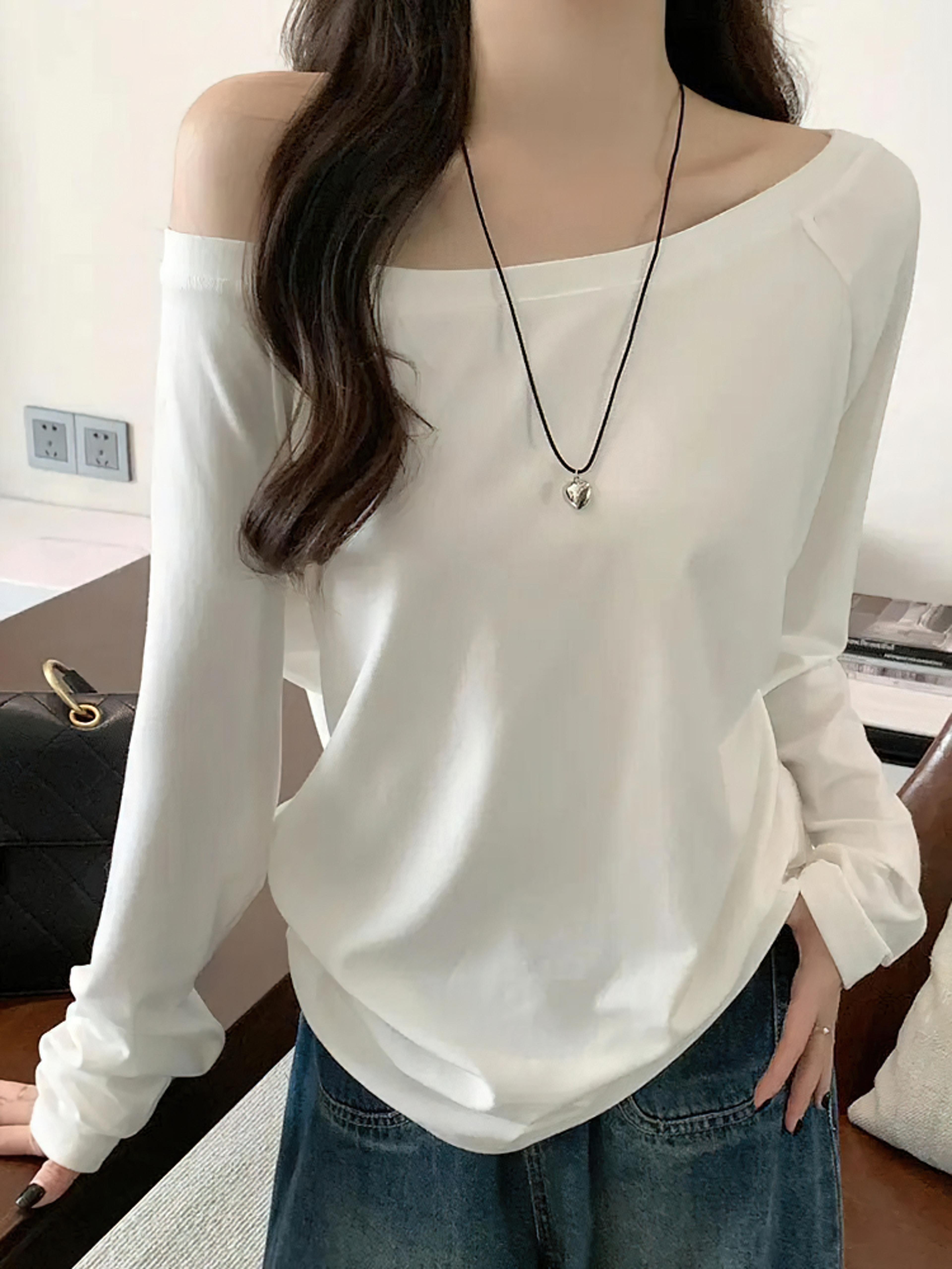 oversized off shoulder top for women long sleeve oversized shirt korean style casual loose fit blouses