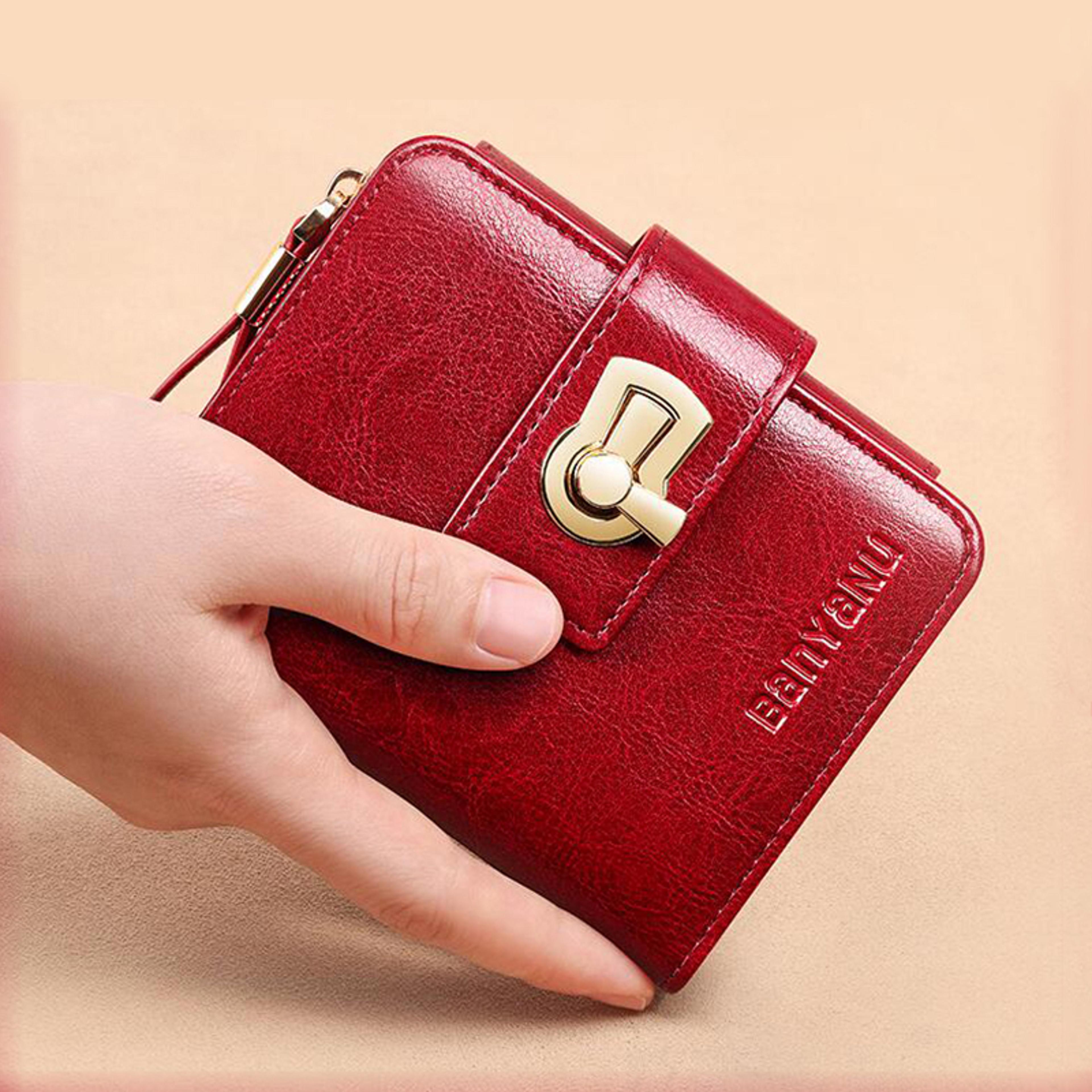 elegant genuine leather wallet for women large capacity zip around card holder & compact coin purse