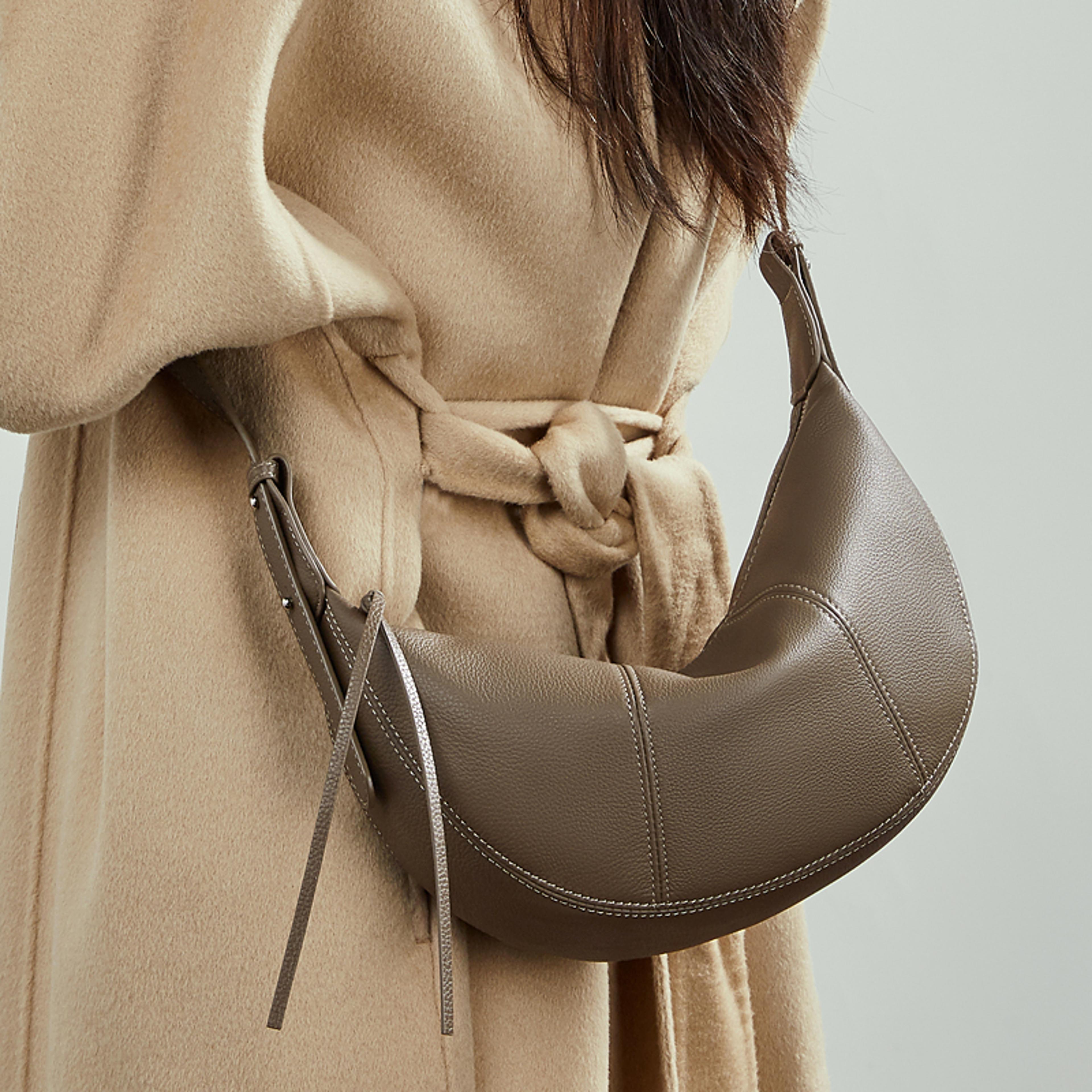 genuine leather hobo bag luxury crescent shoulder handbag for women