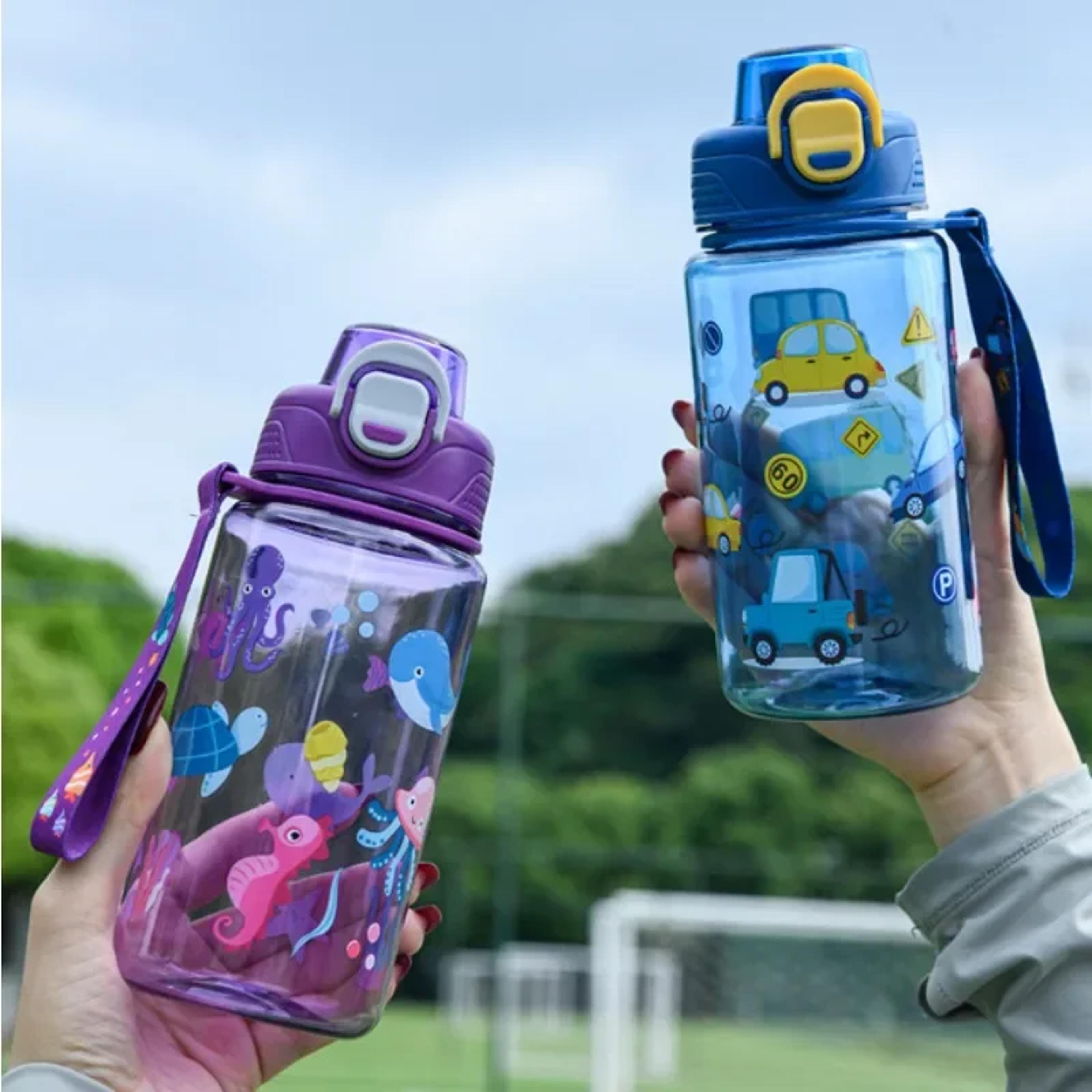 kids water bottle leak proof school sports bottle with portable carry straps