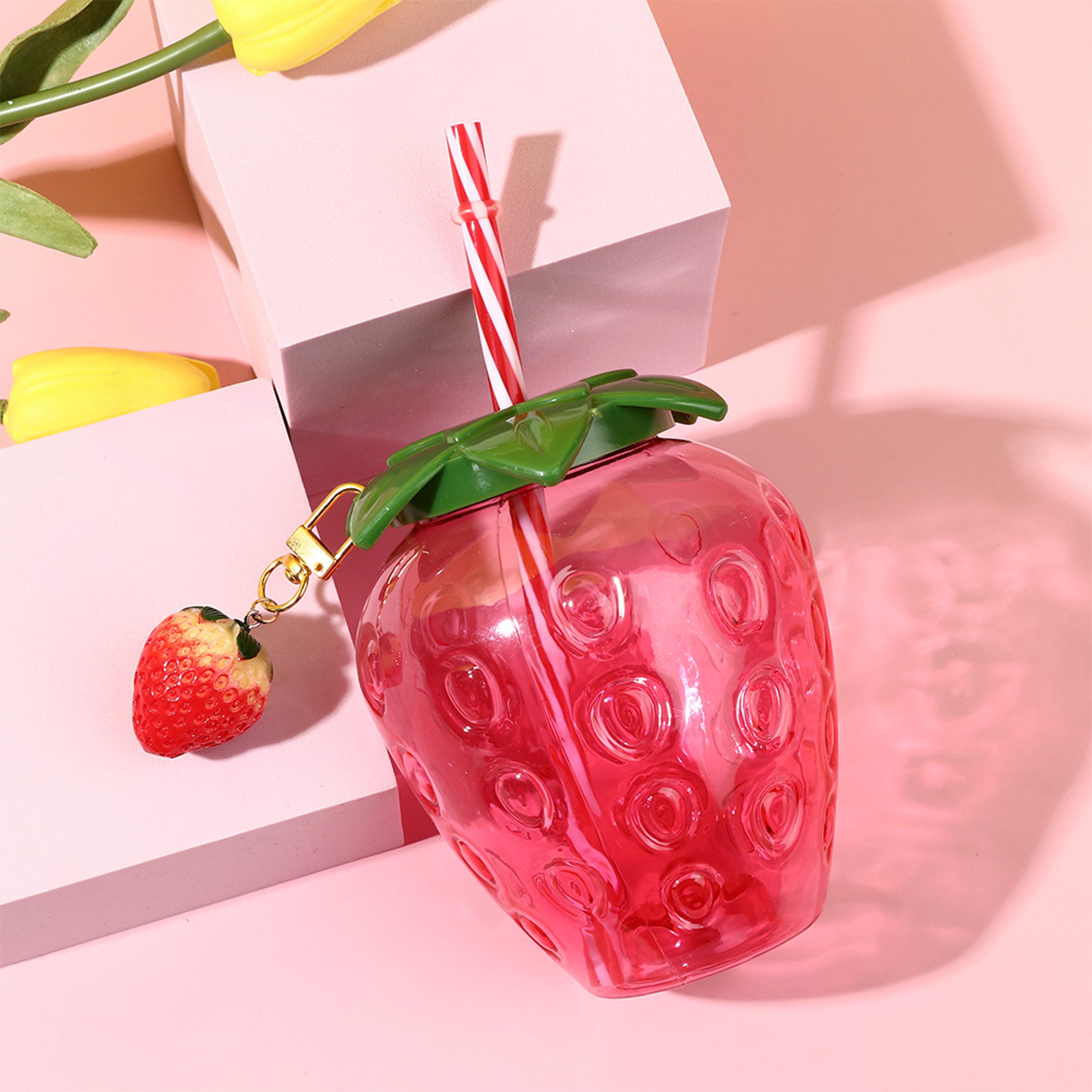 strawberry tumbler cute straw cup reusable drinking bottle