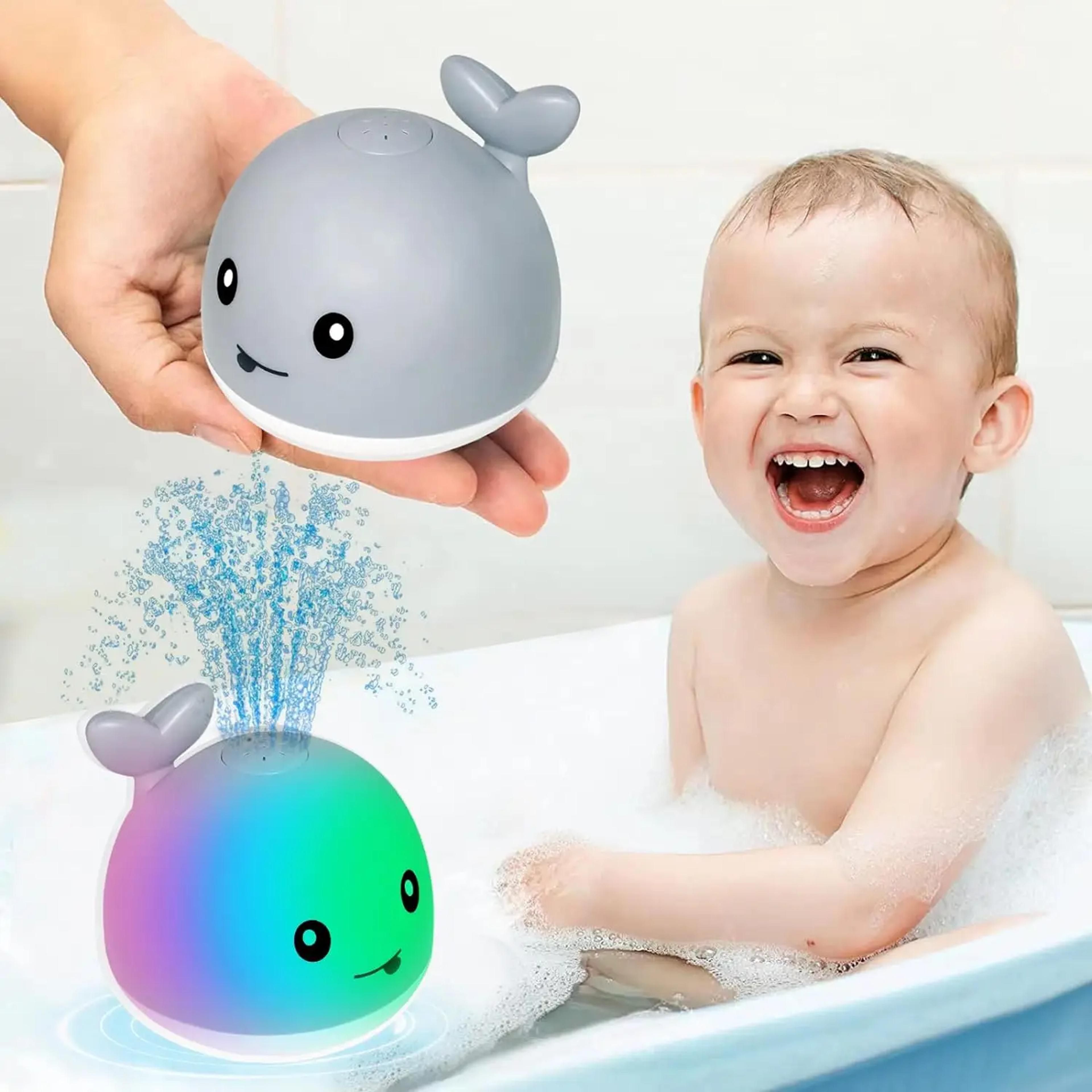 glow splash baby bath toy whale water fountain with led lights for fun bath time & pool play