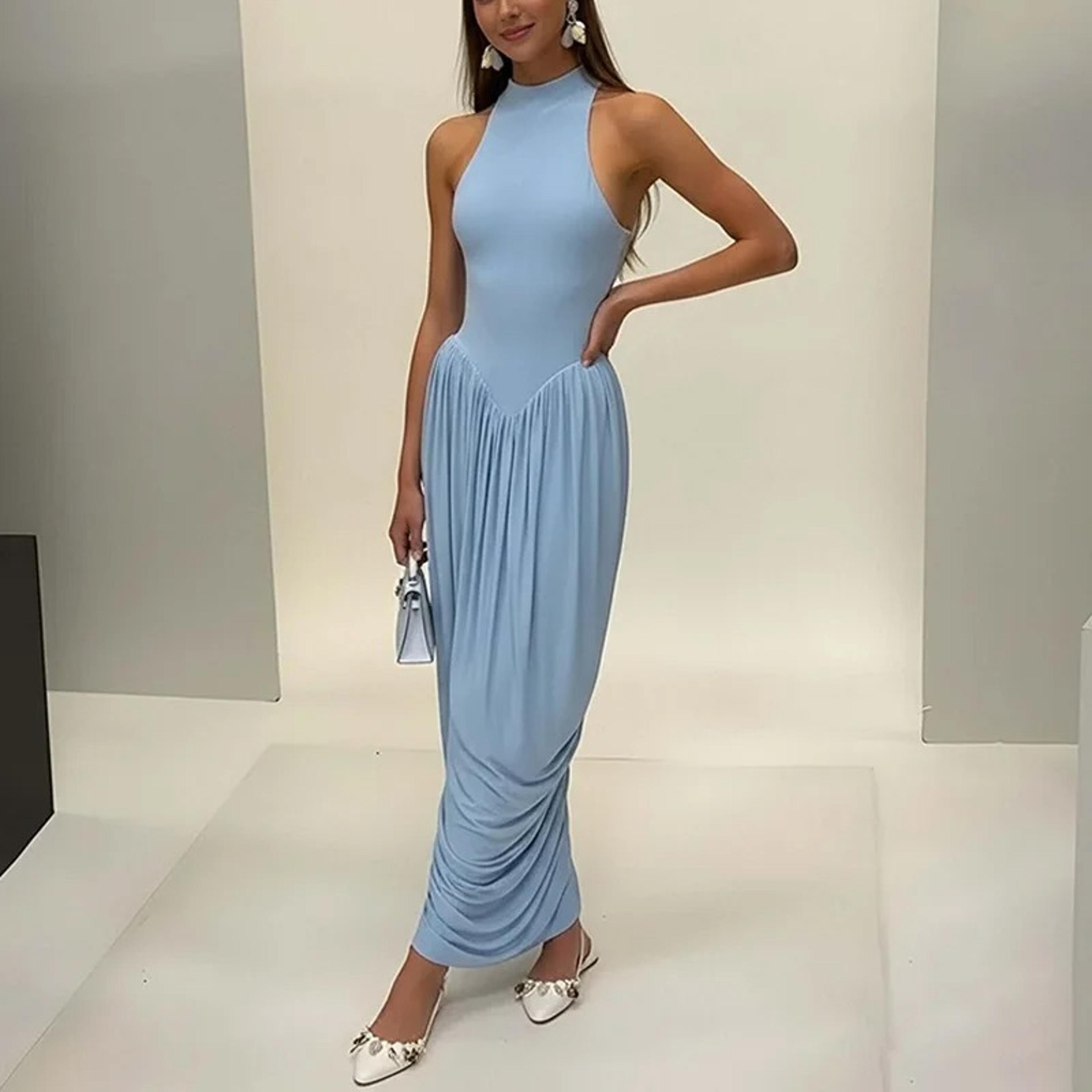 elegant white maxi dress for women sleeveless high waist evening gowns