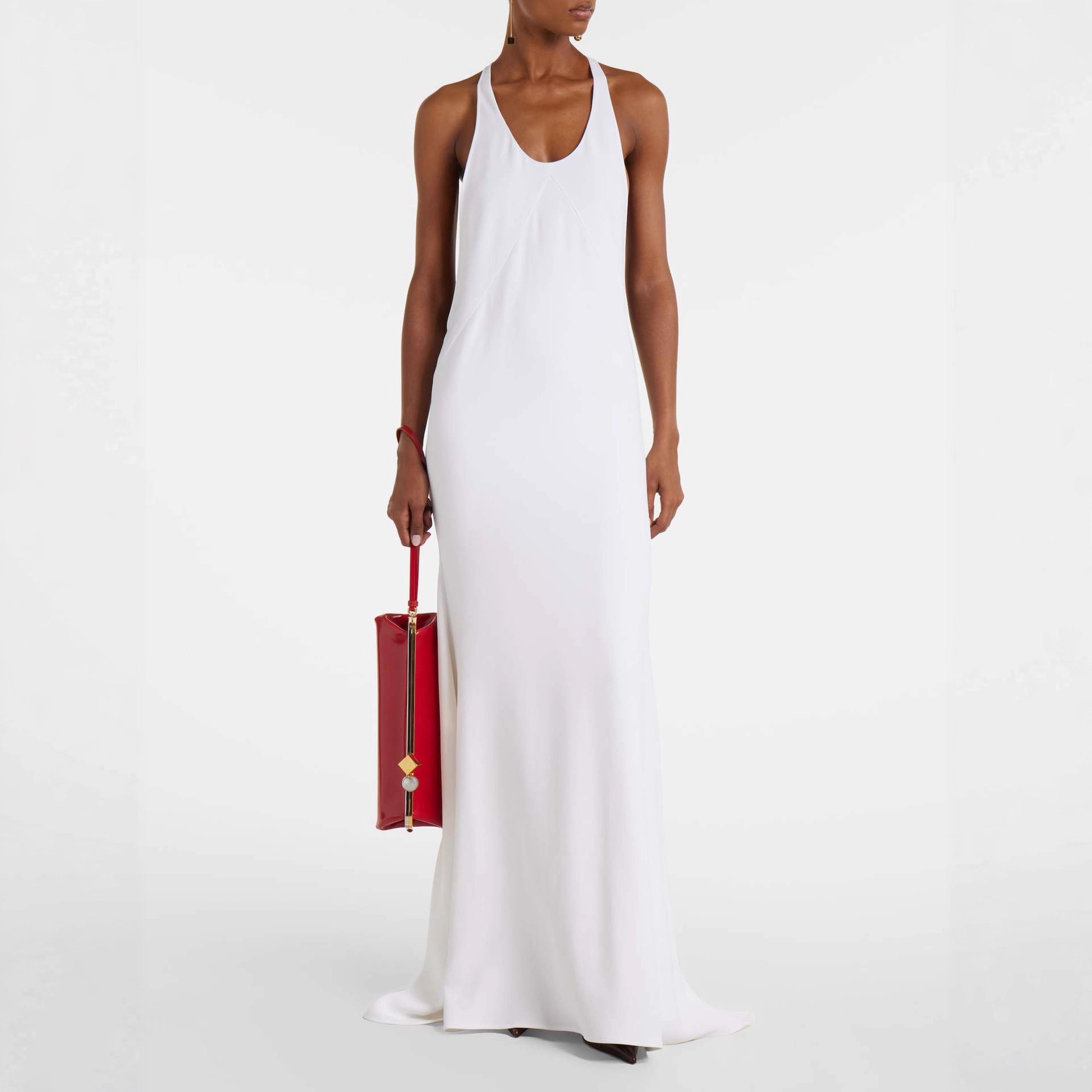 elegant white maxi dress for women summer spaghetti strap dress for beach, vacation & party