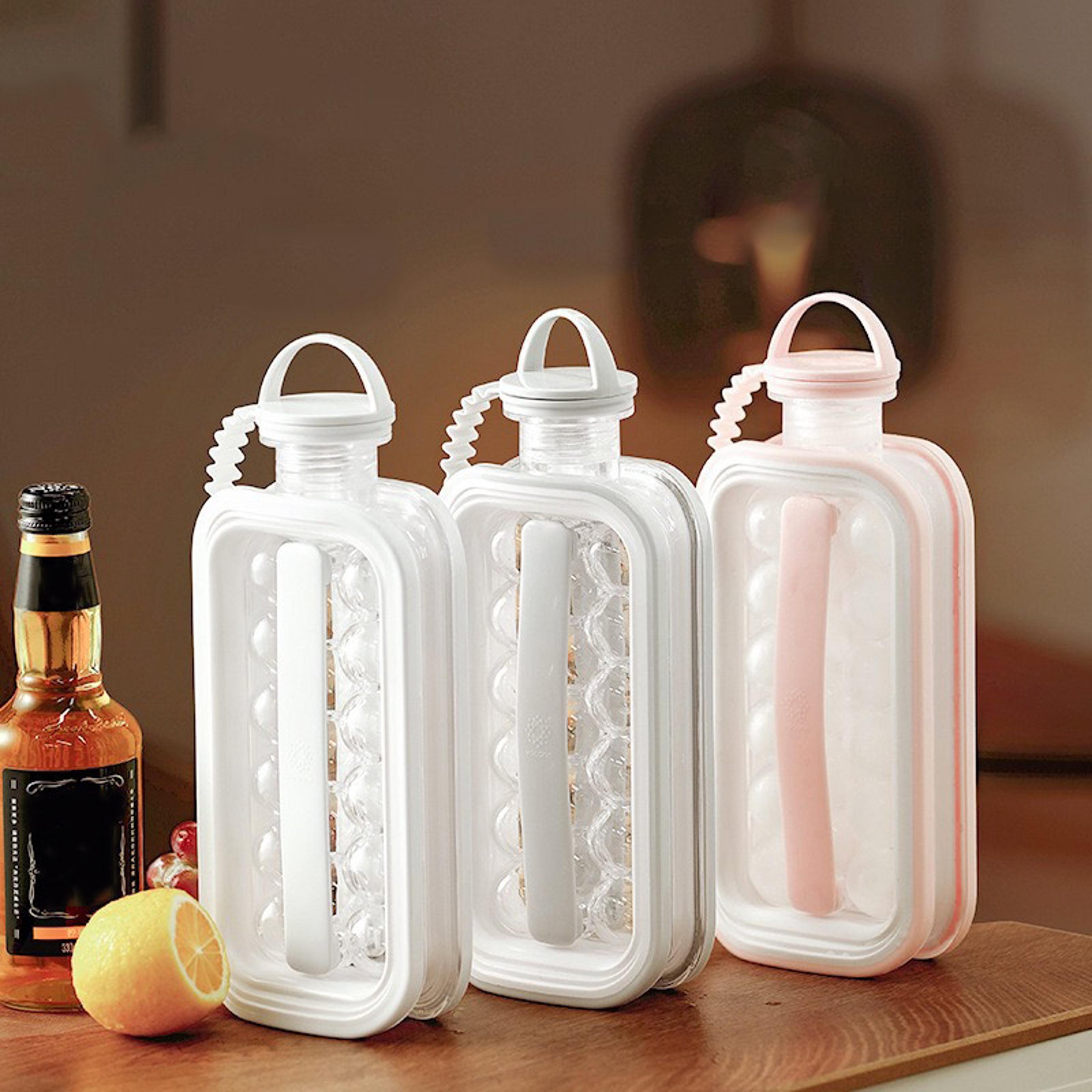 folding silicone ice maker bottle with food grade ice cube mold