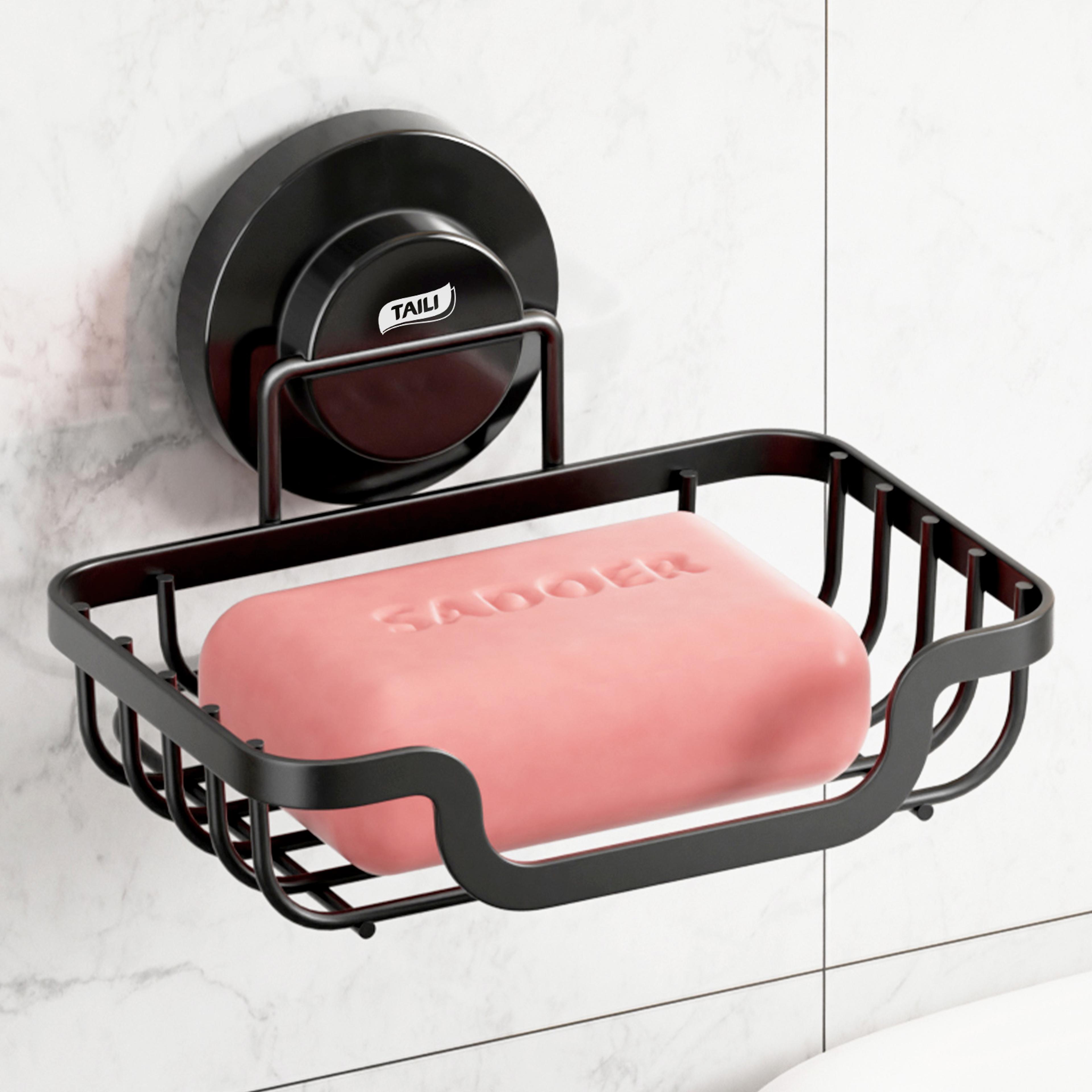 suction cup soap dish draining soap holder for shower, bathroom & kitchen