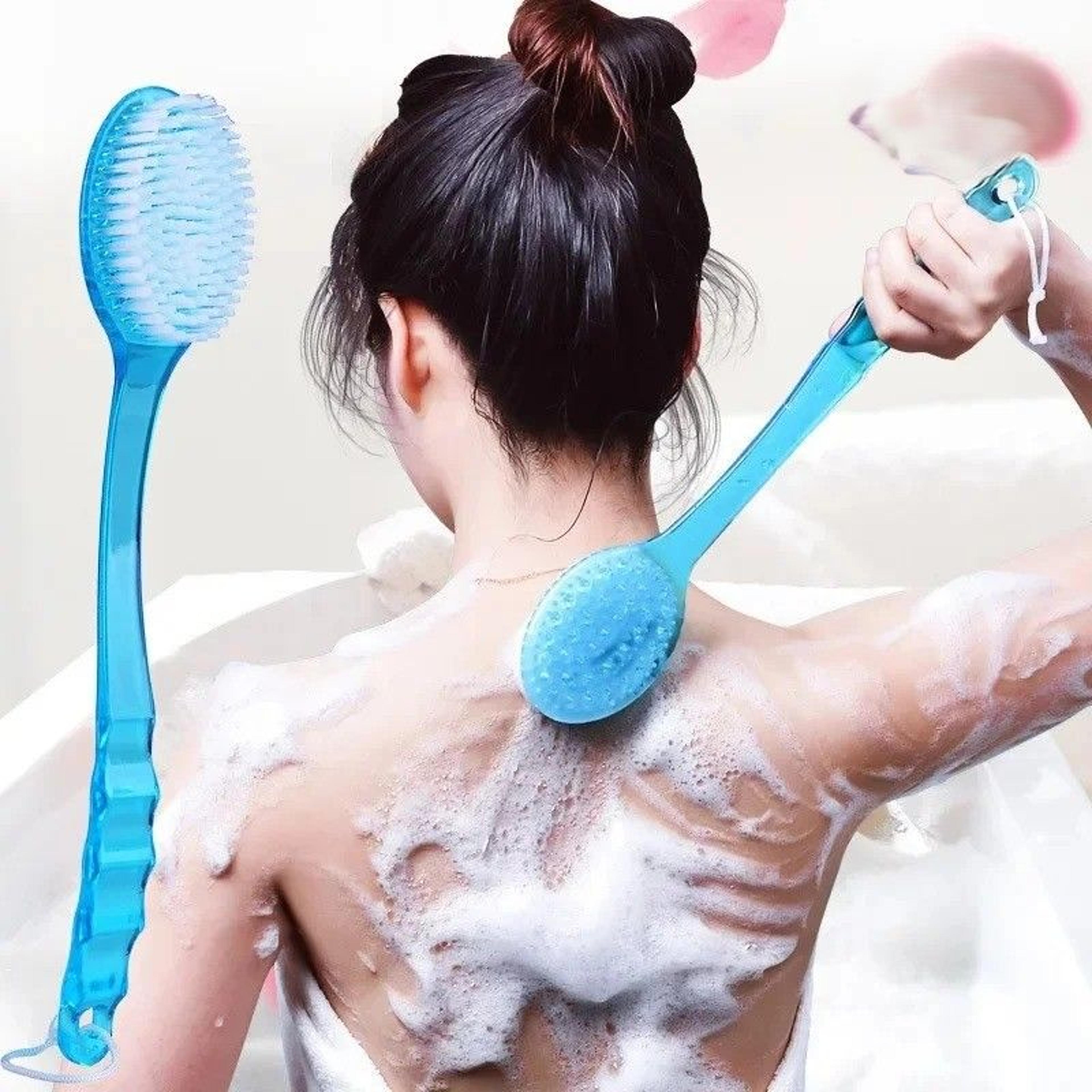 soft long handle bath brush for gentle back scrubbing & skin exfoliation