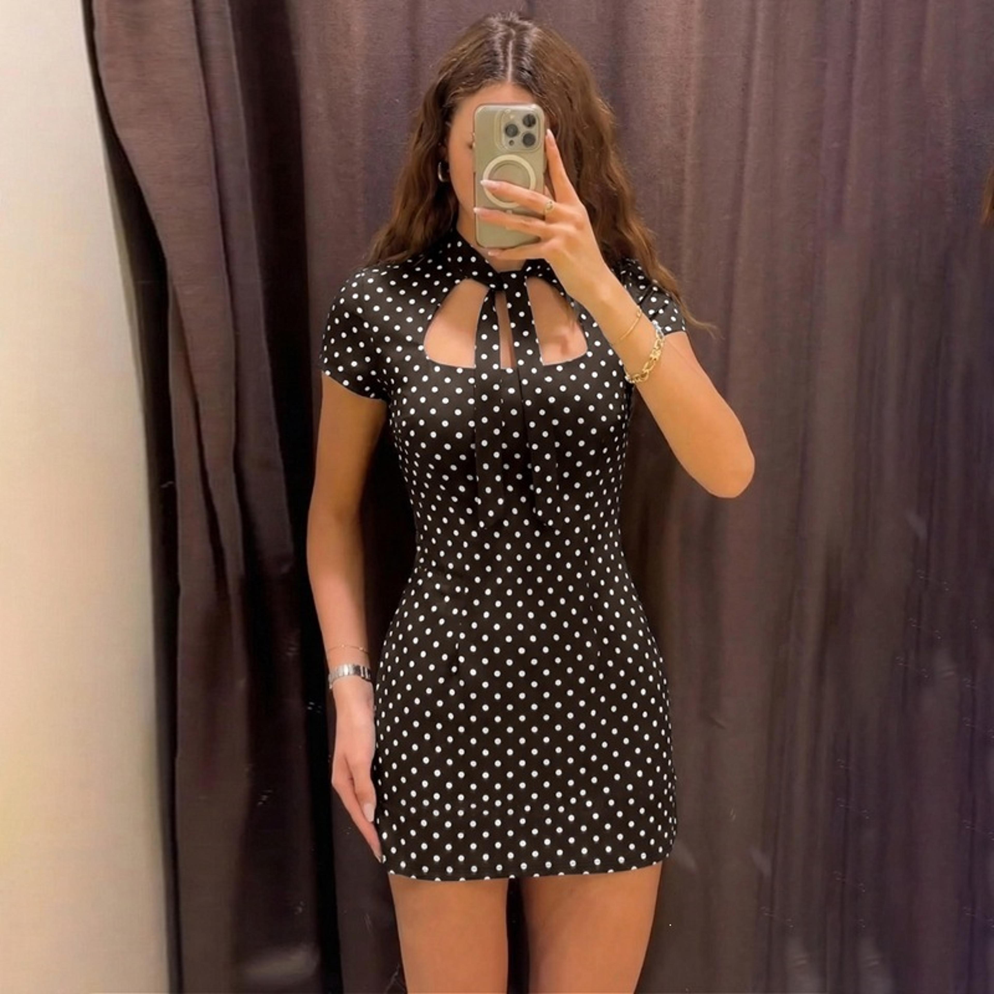 polka dot mini dress for women tie front bodycon summer party dress
