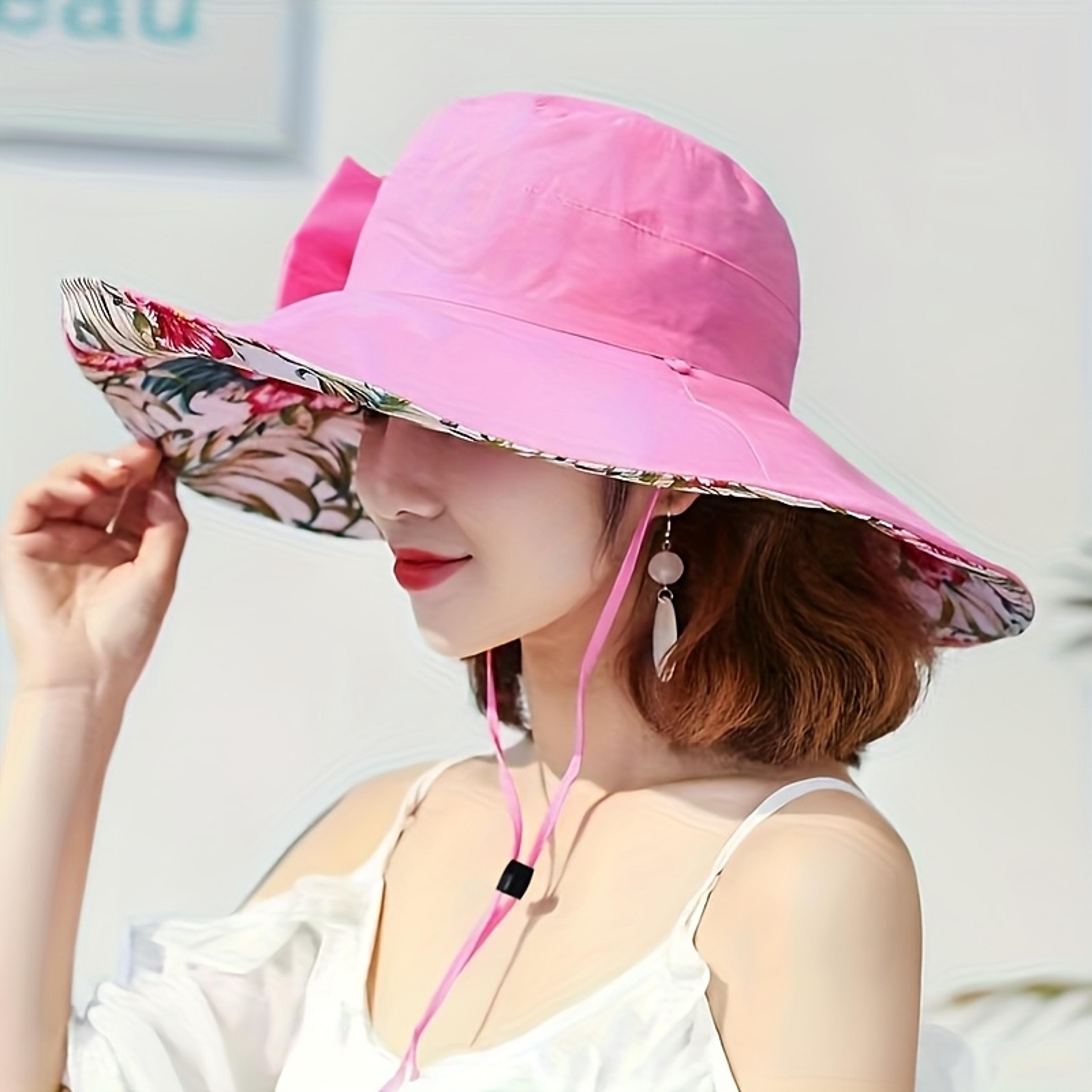 reversible wide brim sun hat for women with bow oversized beach hat for women