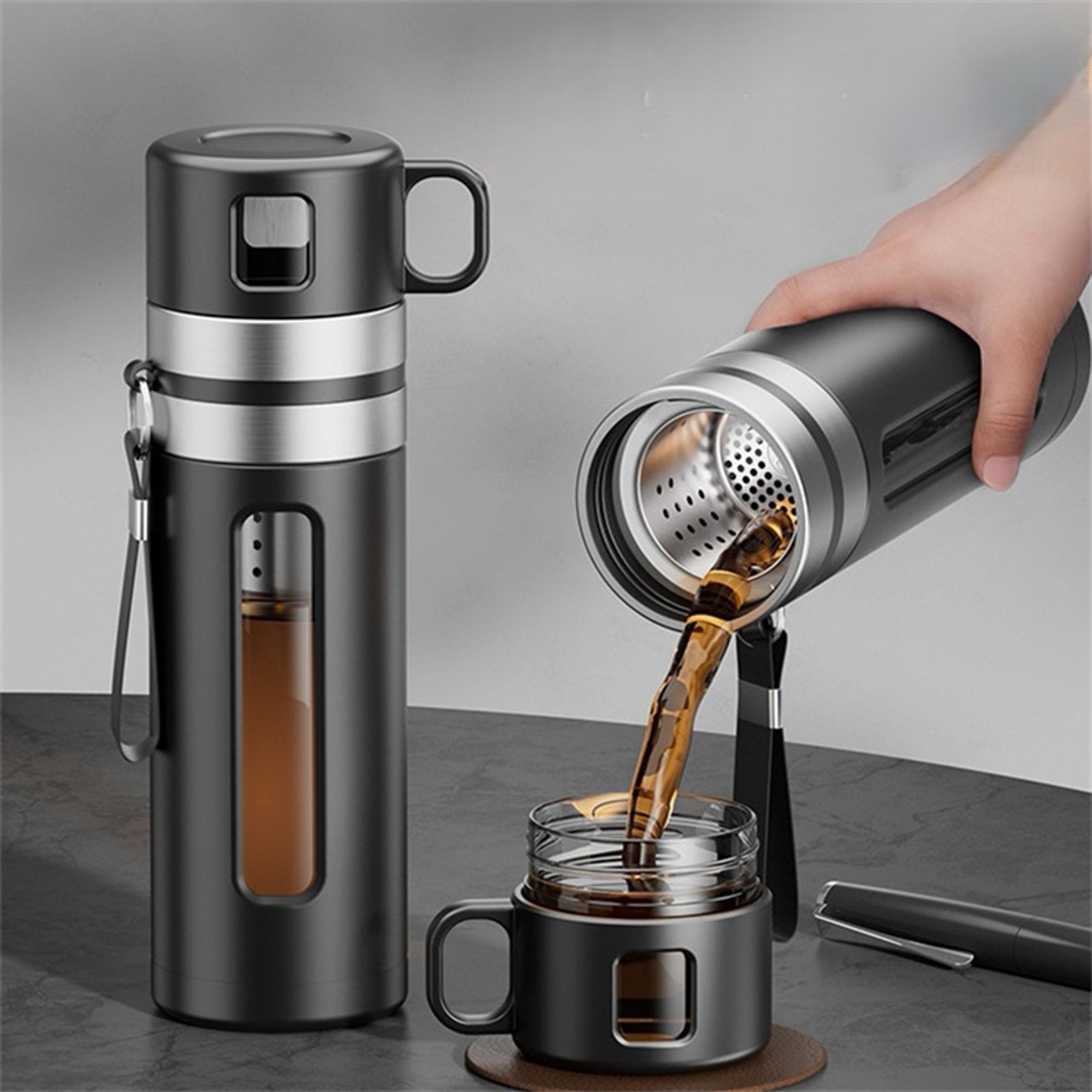 glass tea infuser bottle with tea separation filter borosilicate glass water bottle