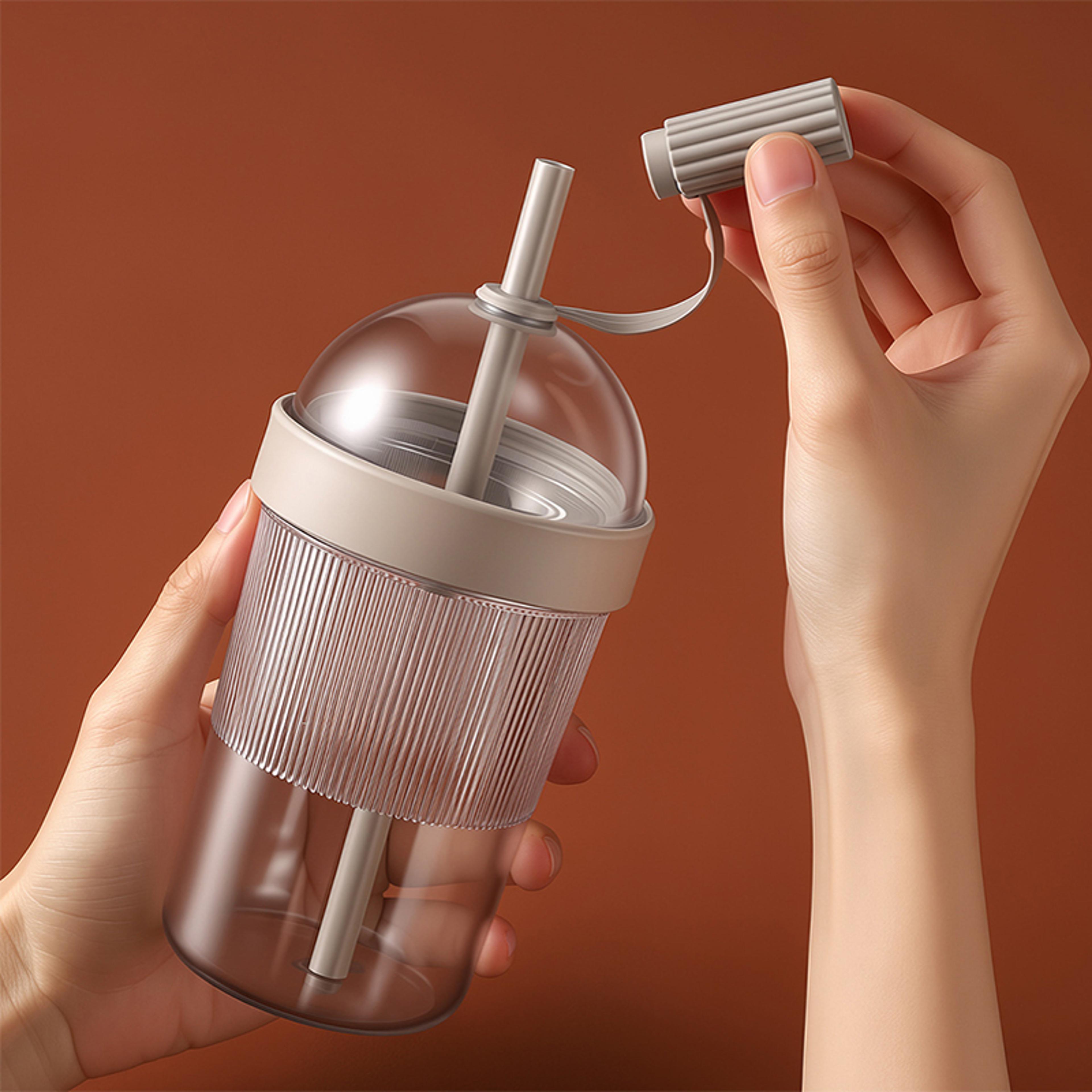 reusable coffee cup travel tumbler with lid and straw for hot & cold drinks