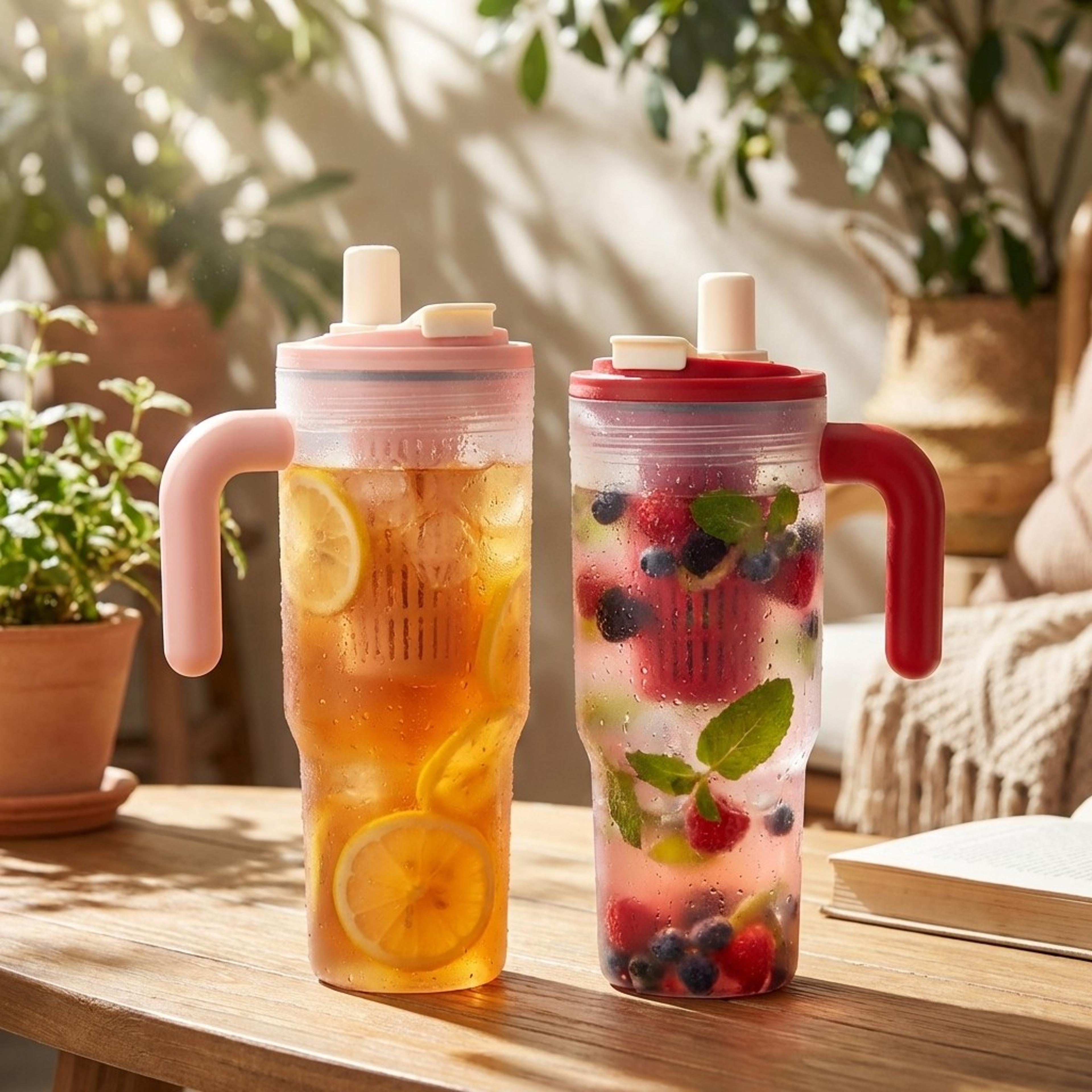 hydra flow large capacity sports water bottle with straw and strainer