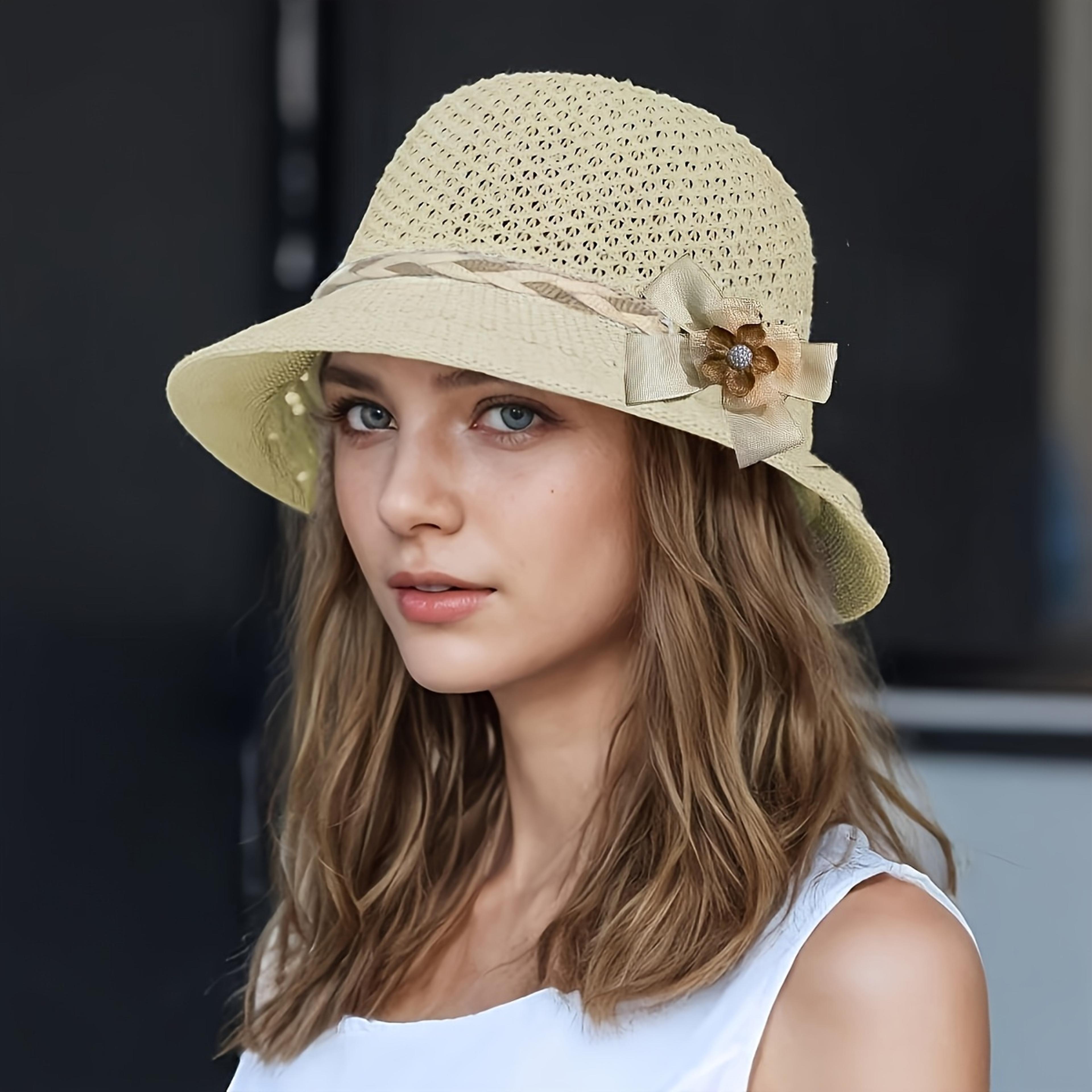 elegant straw sun hat for women with floral accent breathable women's beach hat for summer travel
