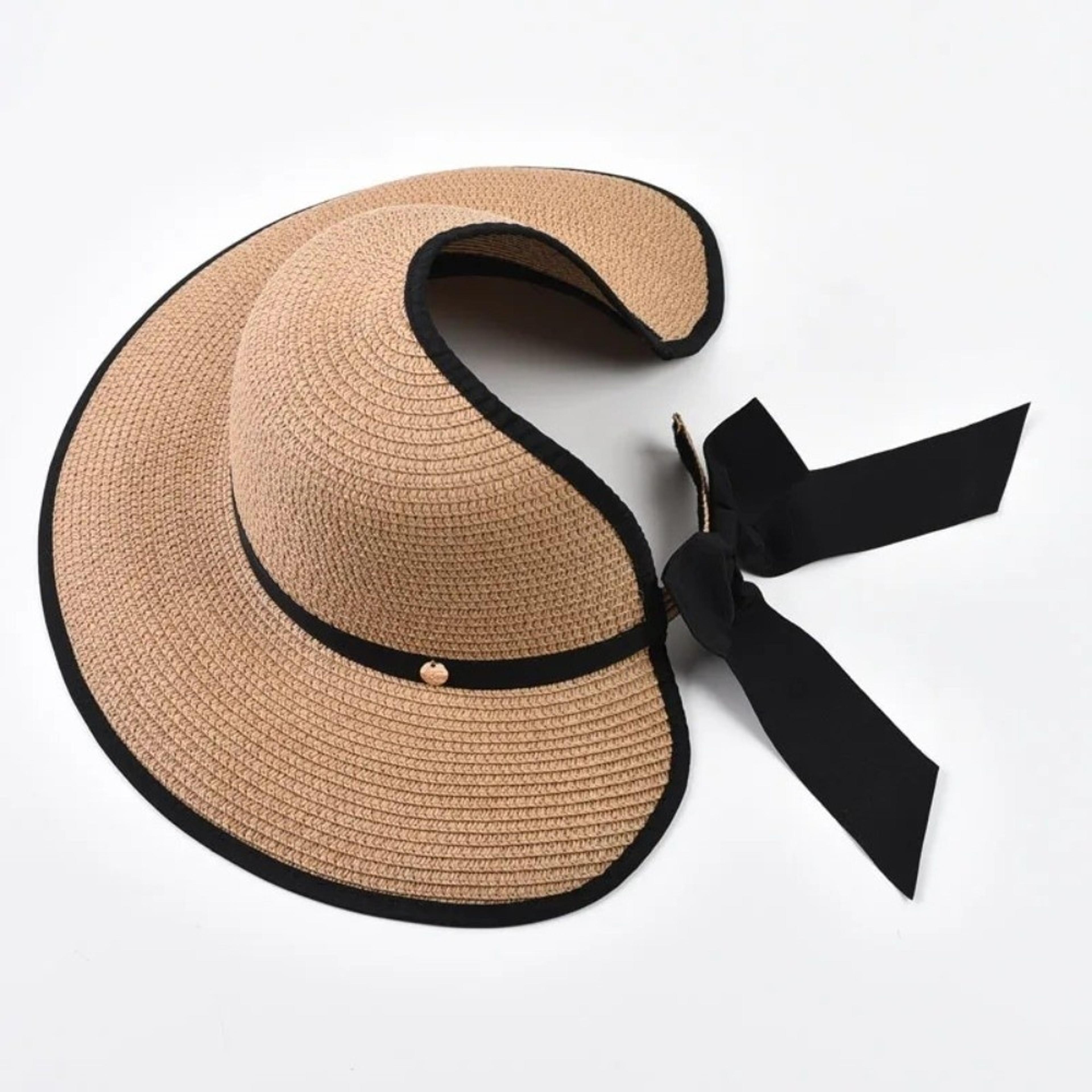 elegant straw sun hat for women with wide brim bow foldable uv protection beach visor