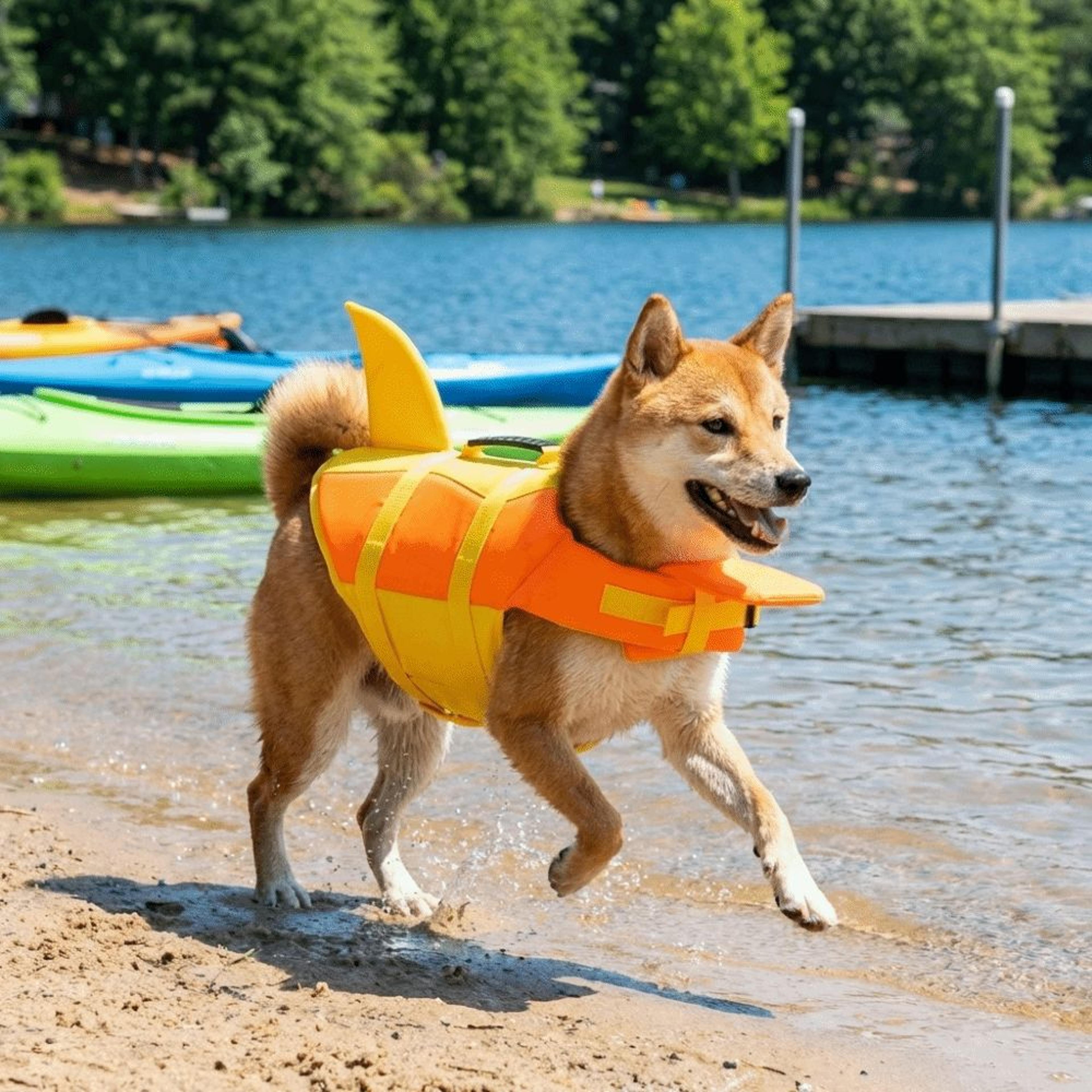 shark fin dog life vest high buoyancy dog swimming vest with rescue handle