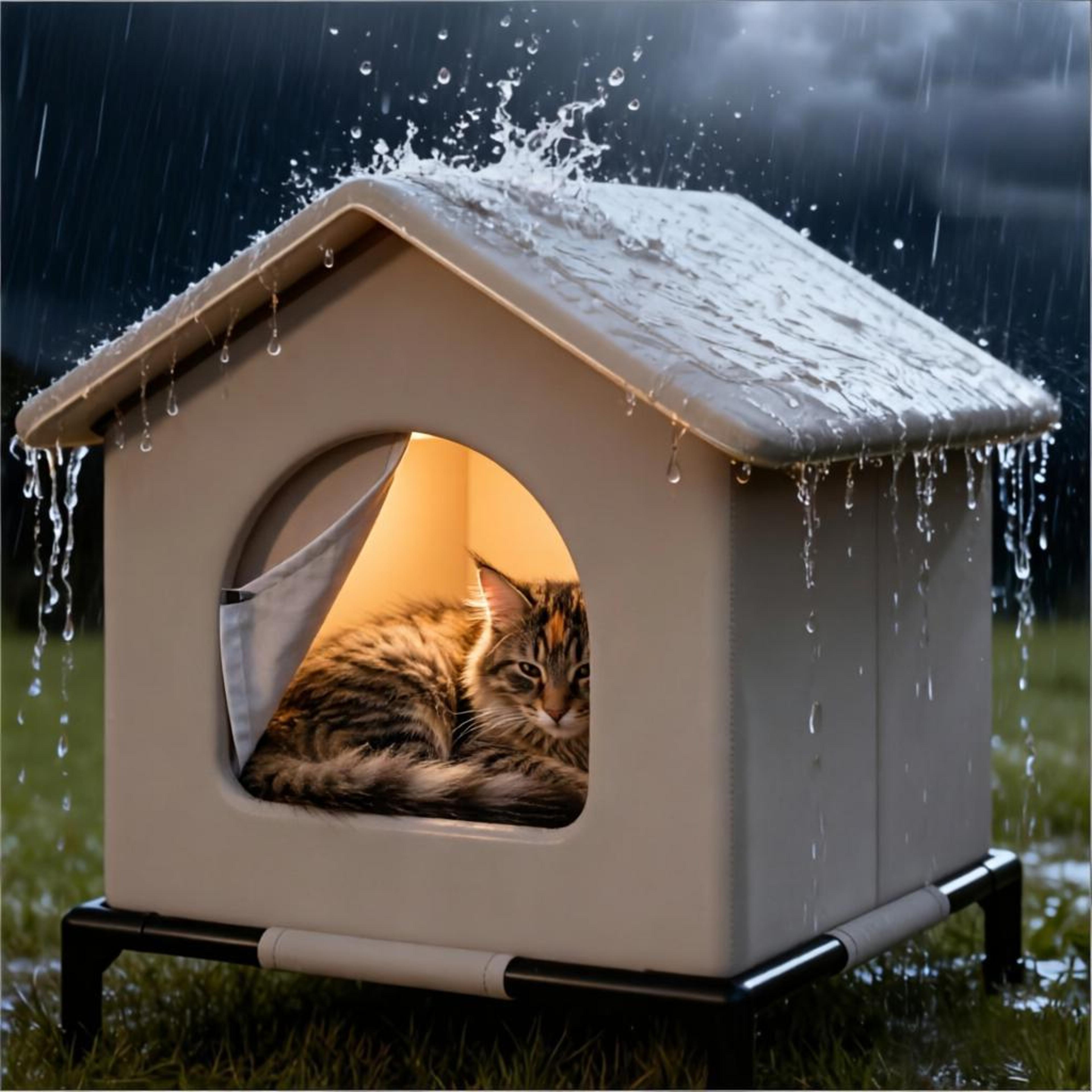weather guard outdoor cat house waterproof foldable pet shelter with soft mat