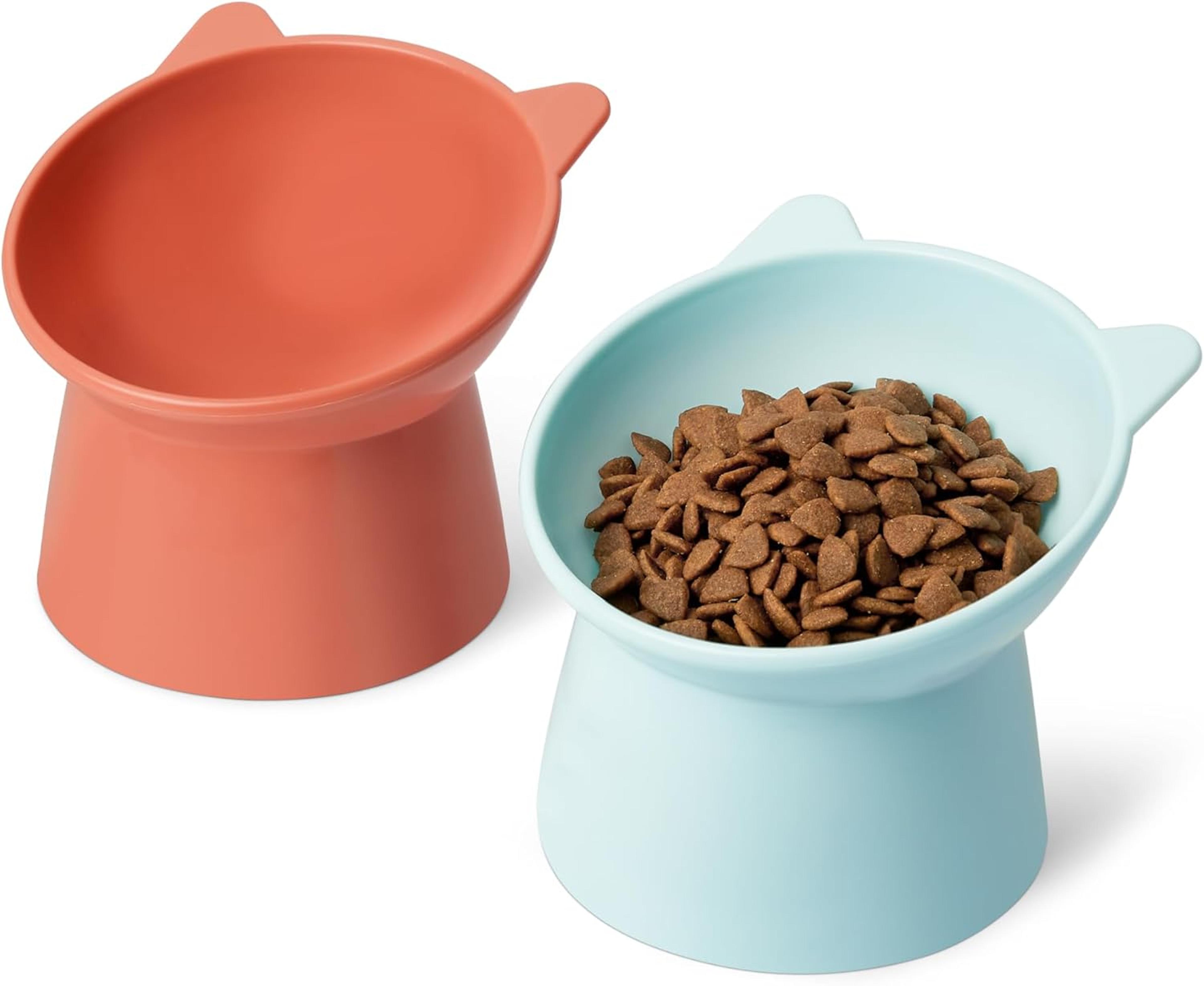 raised cat bowls whisker friendly tilted cat feeder for comfortable eating