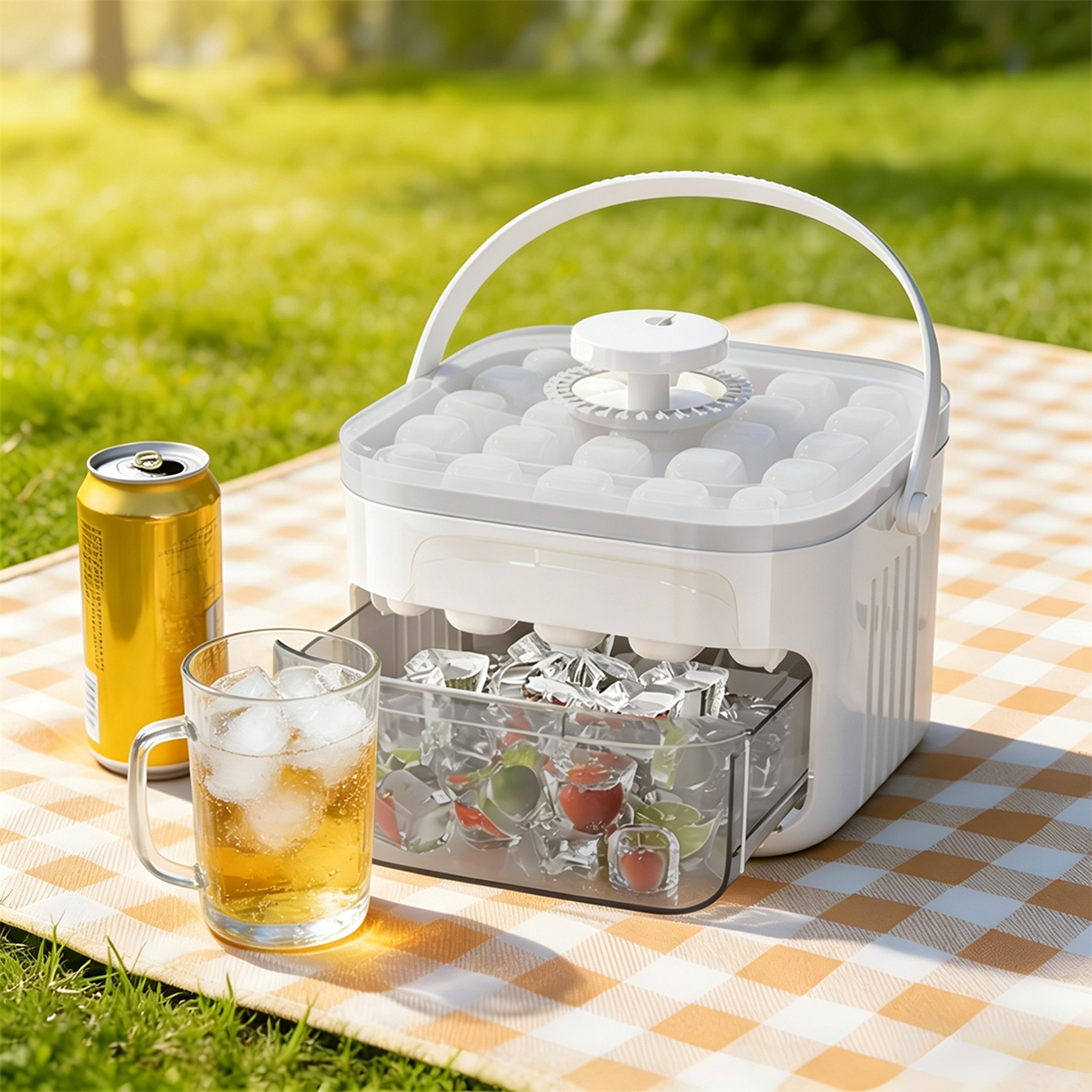 grid easy release ice cube tray with lid and storage bin reusable ice maker mold