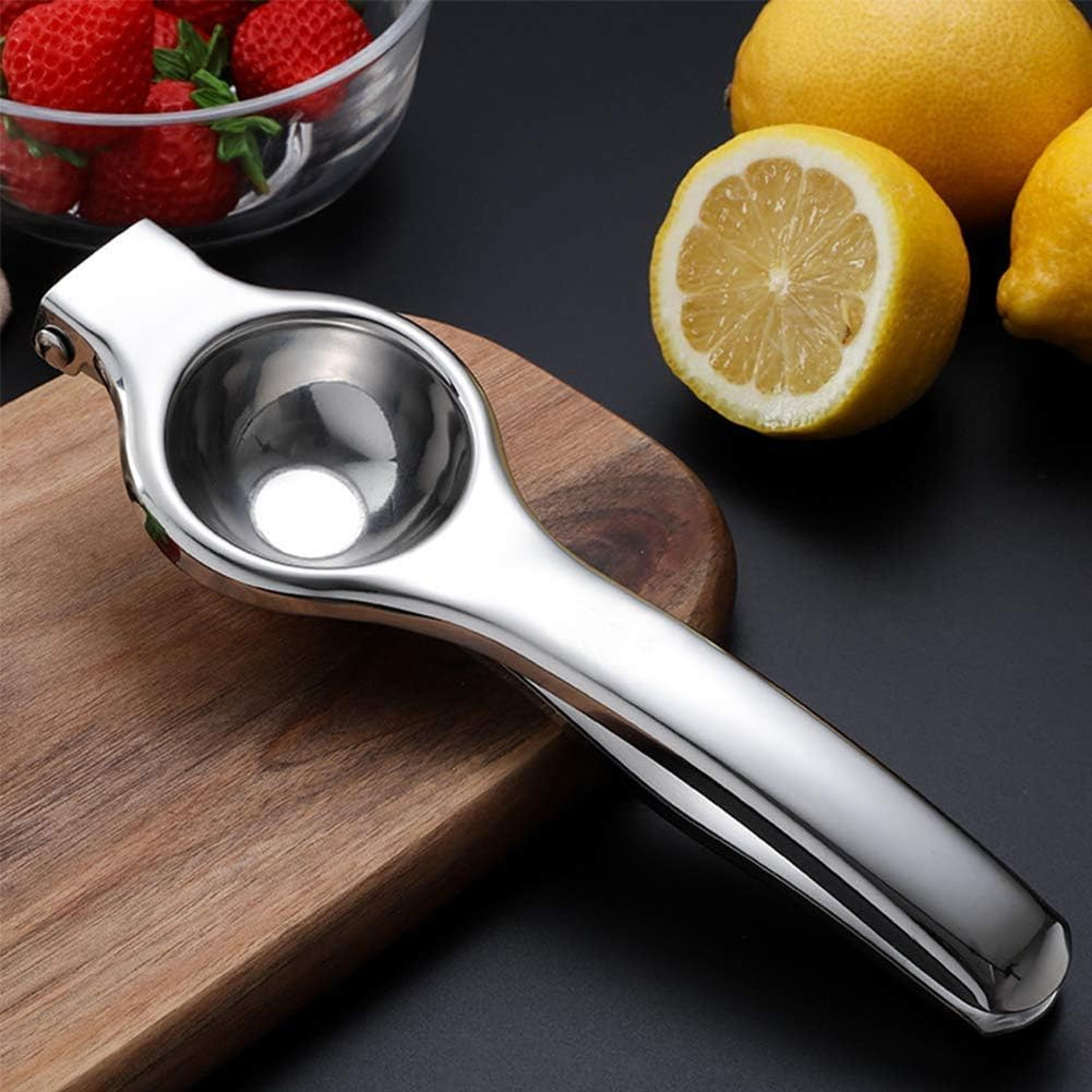fresh press stainless steel lemon squeezer manual citrus juicer for lemons, limes & oranges