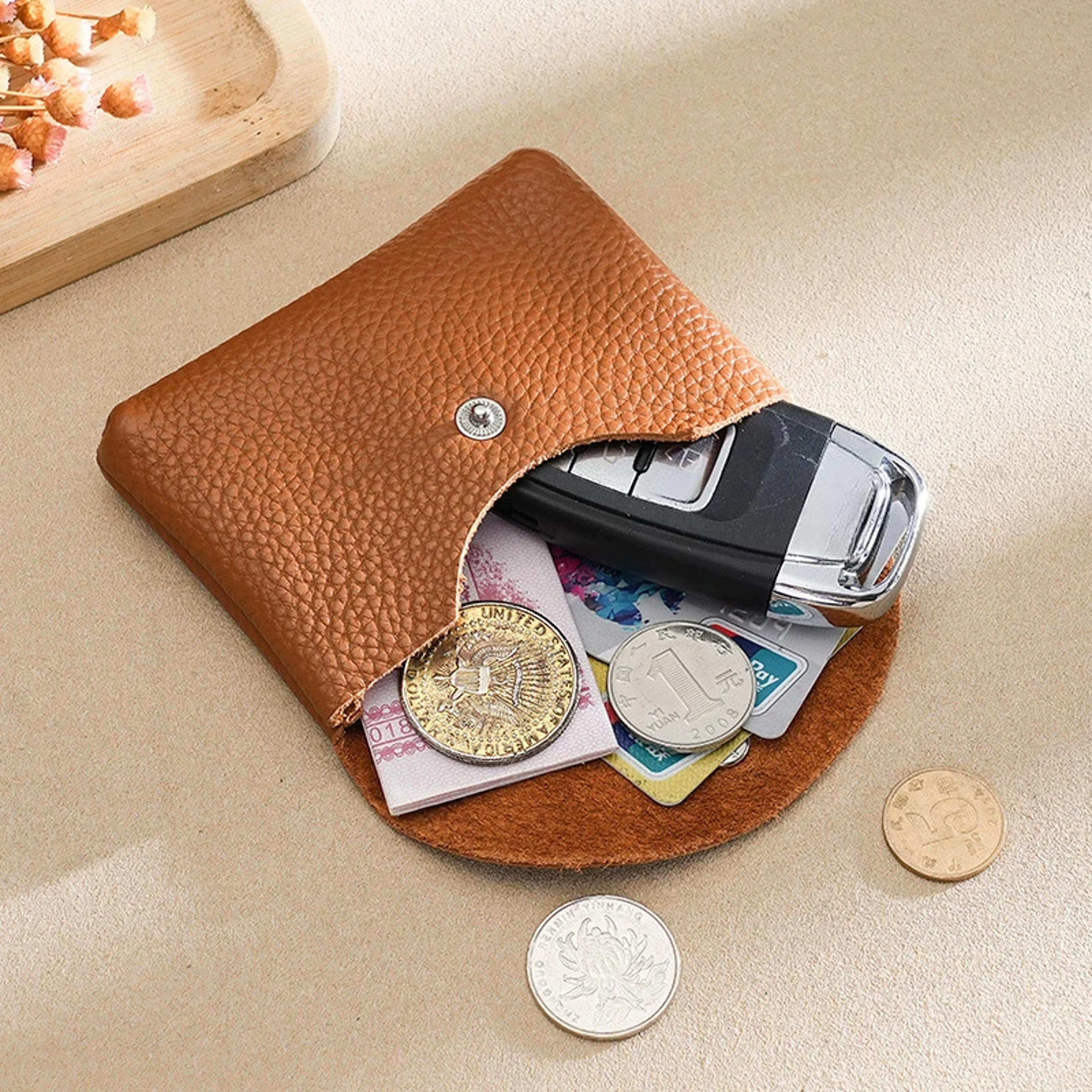 premium genuine leather coin purse for women with card holder & key organizer