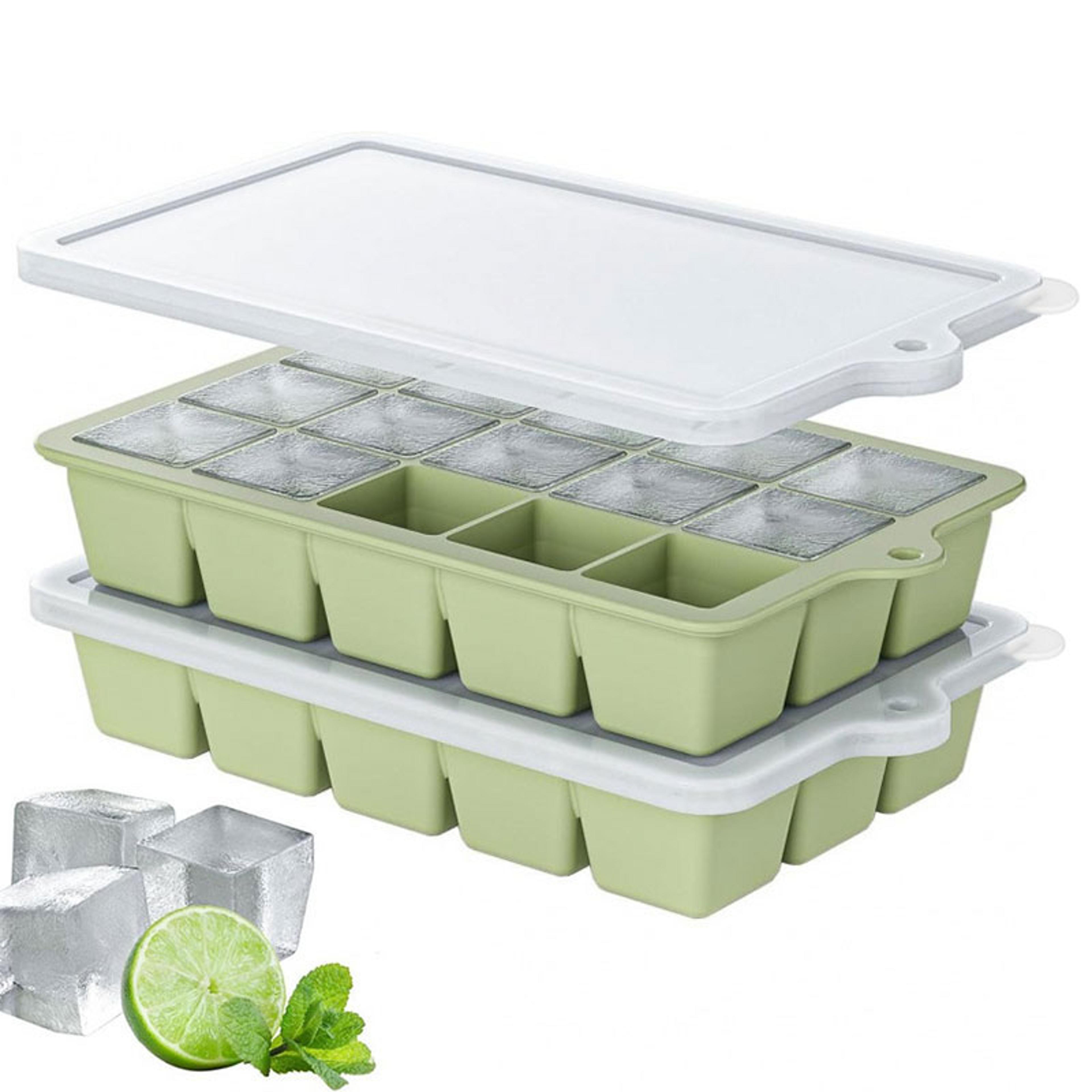 silicone ice cube tray with lid grid whiskey ice tray reusable freezer ice mold