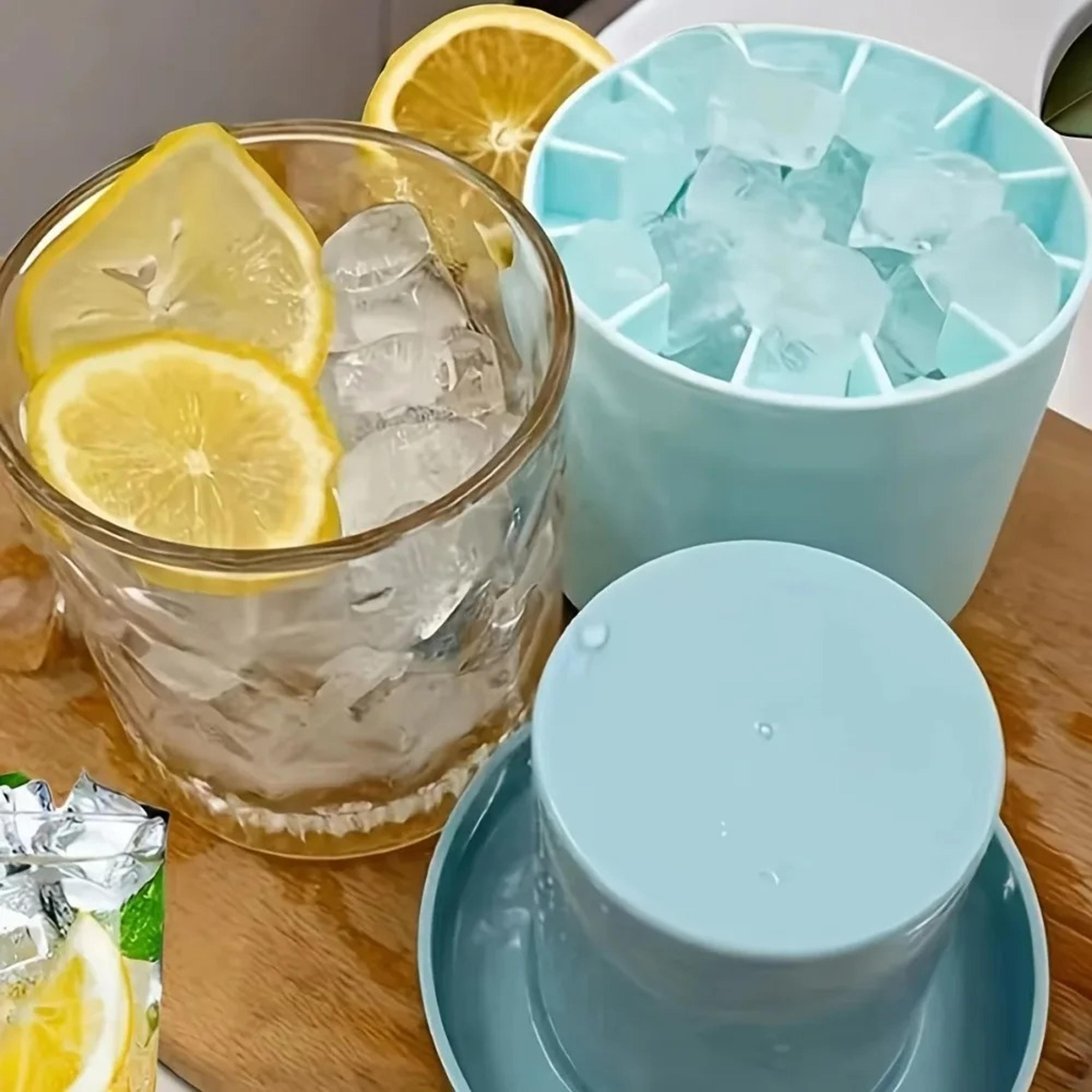 silicone ice cube mold with ice bucket mini round ice maker for cocktails, coffee & cold drinks