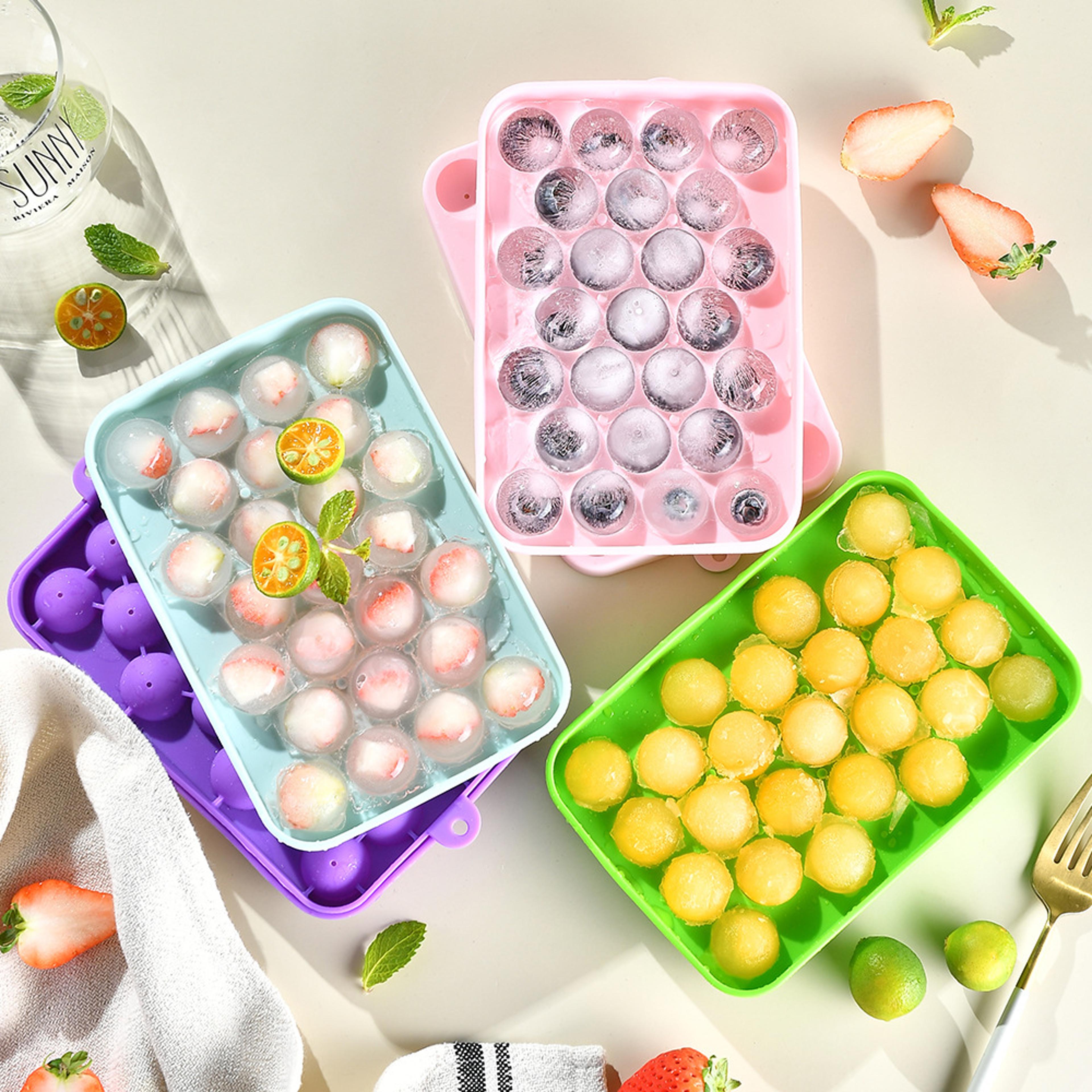 cavity silicone ice cube tray with lid reusable ice ball mold for fruit infused drinks