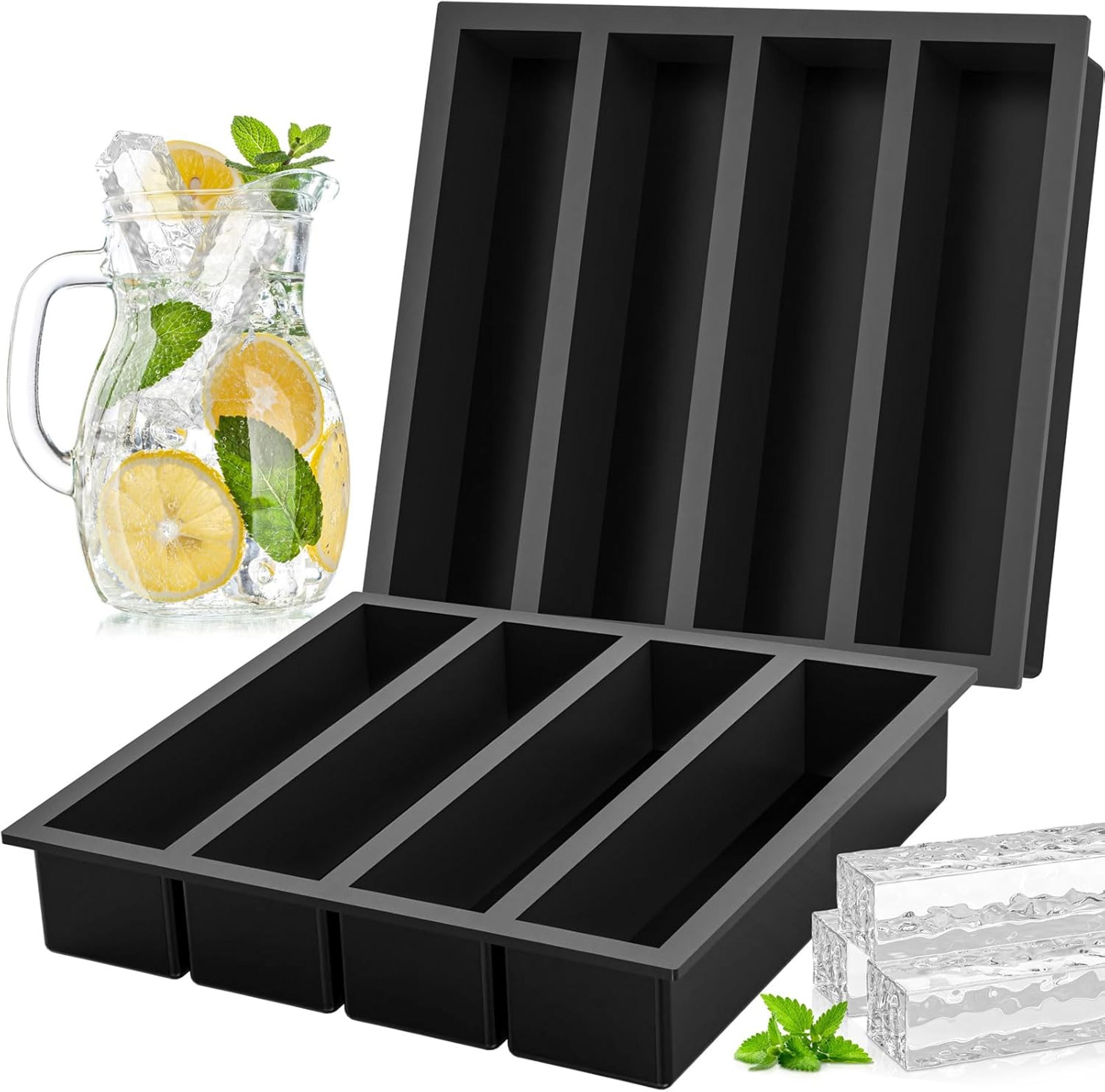 large silicone ice tray with stackable ice cube mold for drinks and food storage