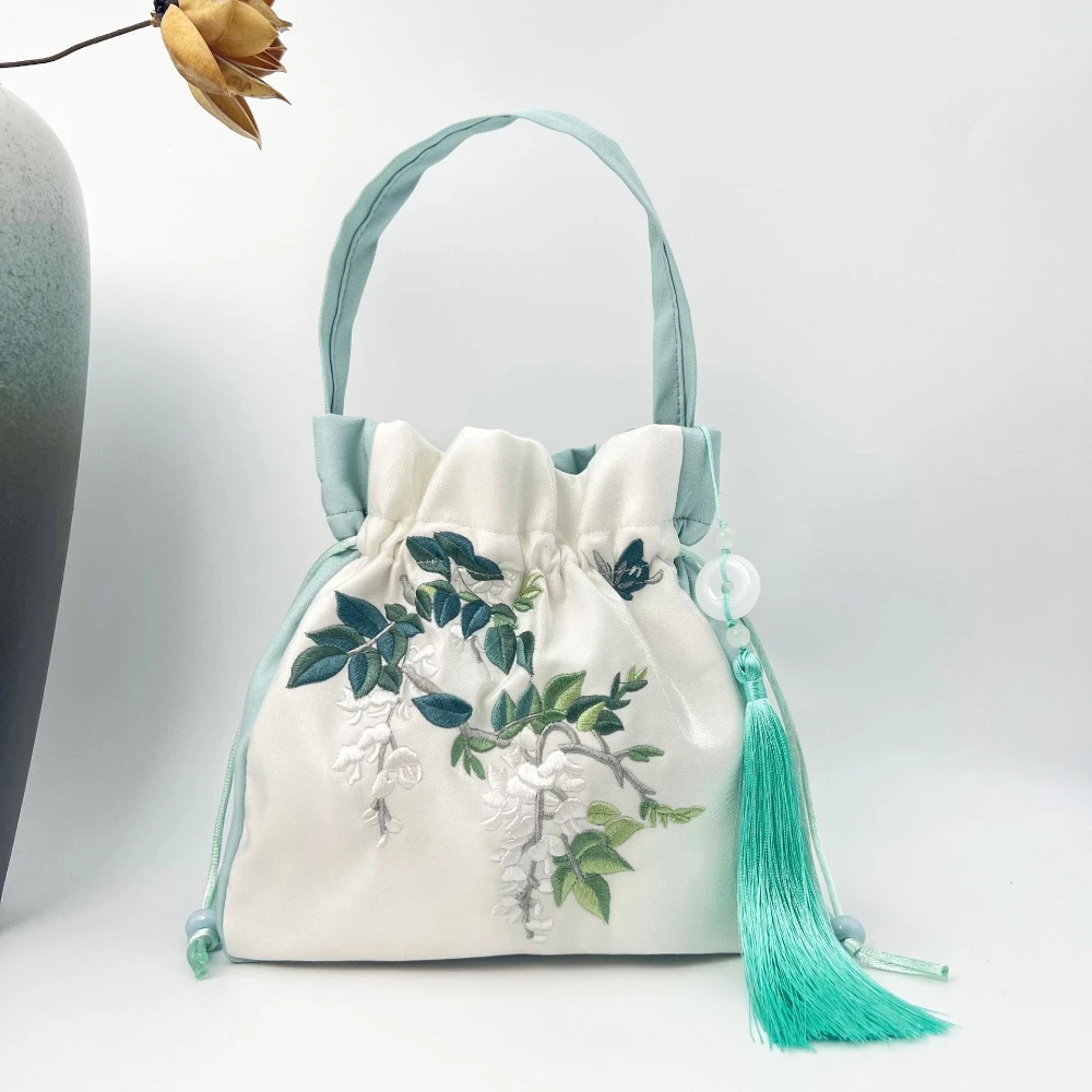 chinese embroidered bucket tote bag for women vintage chinese embroidery handbag designer purse