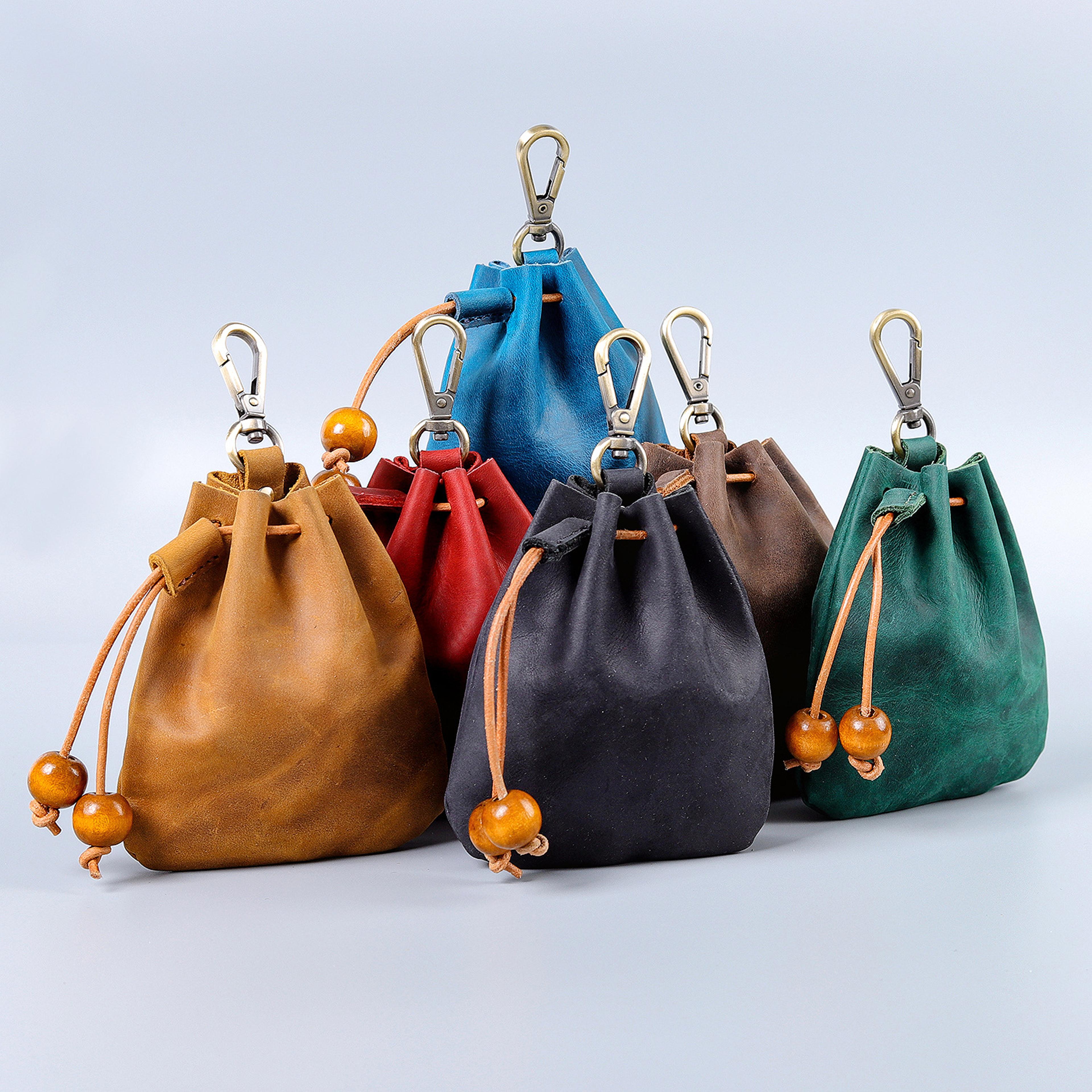 vintage genuine leather coin purse drawstring mini key wallet for everyday essentials