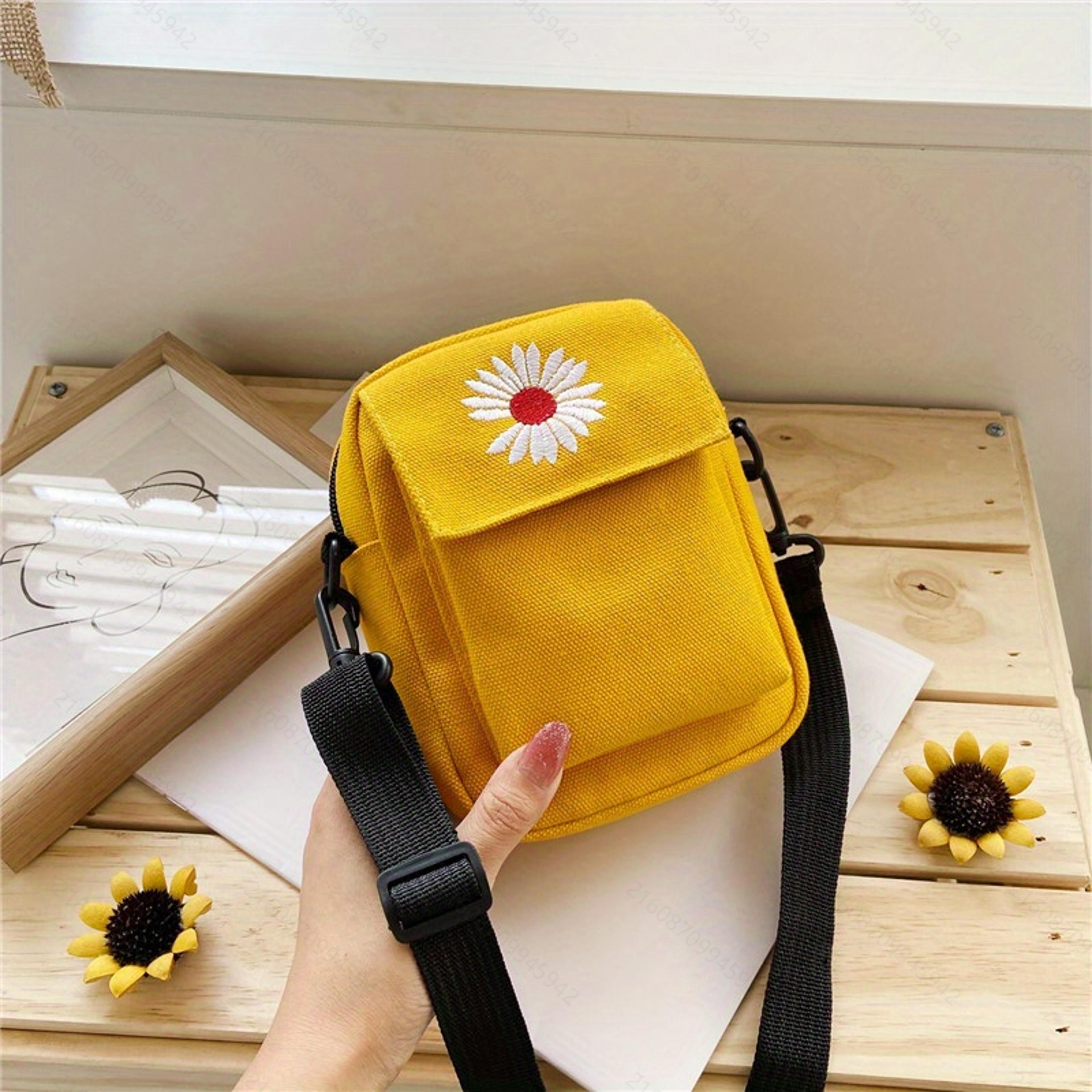 daisy canvas crossbody bag mini small messenger bag for phone & everyday essentials