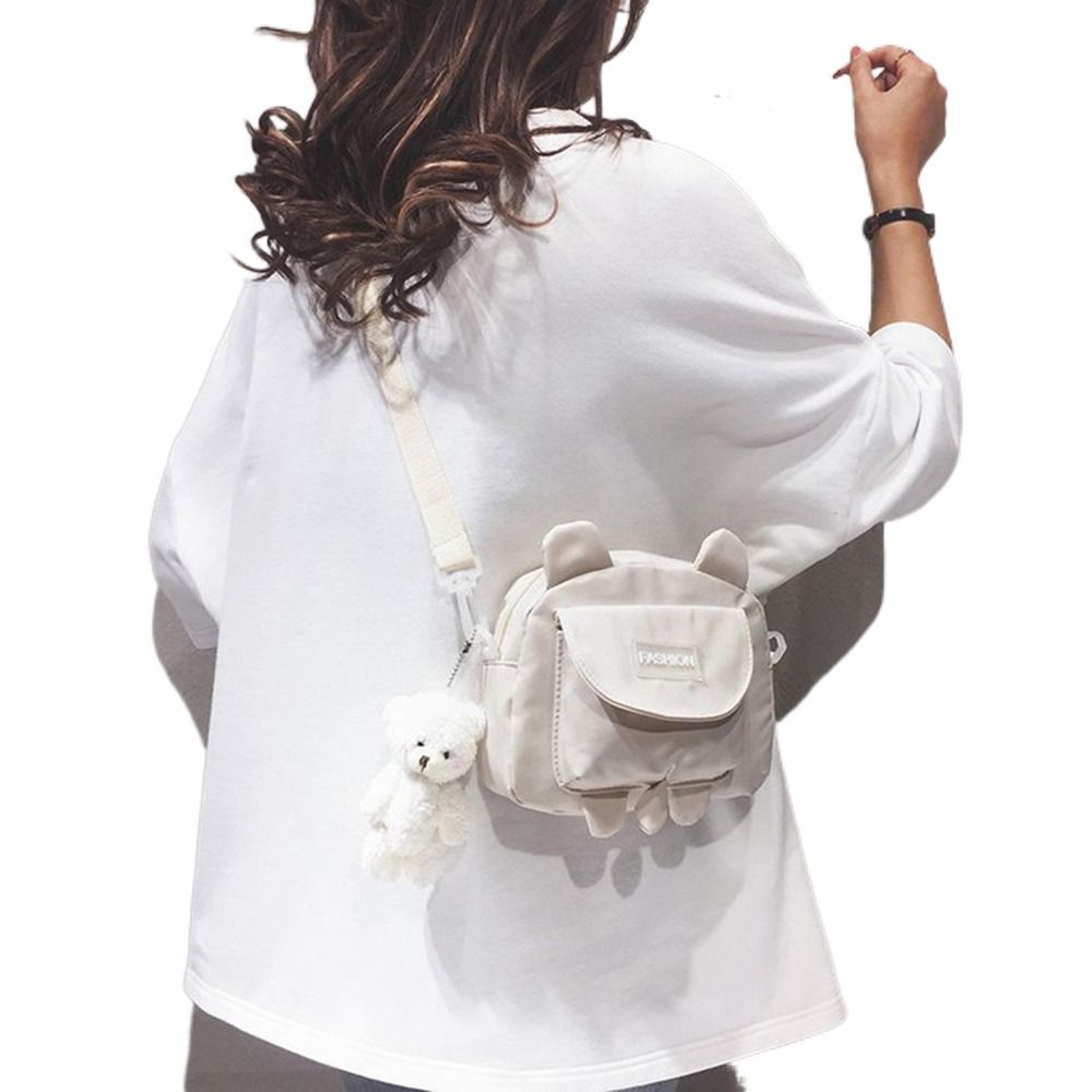 kitty canvas messenger bag cute crossbody bag for phone & everyday essential