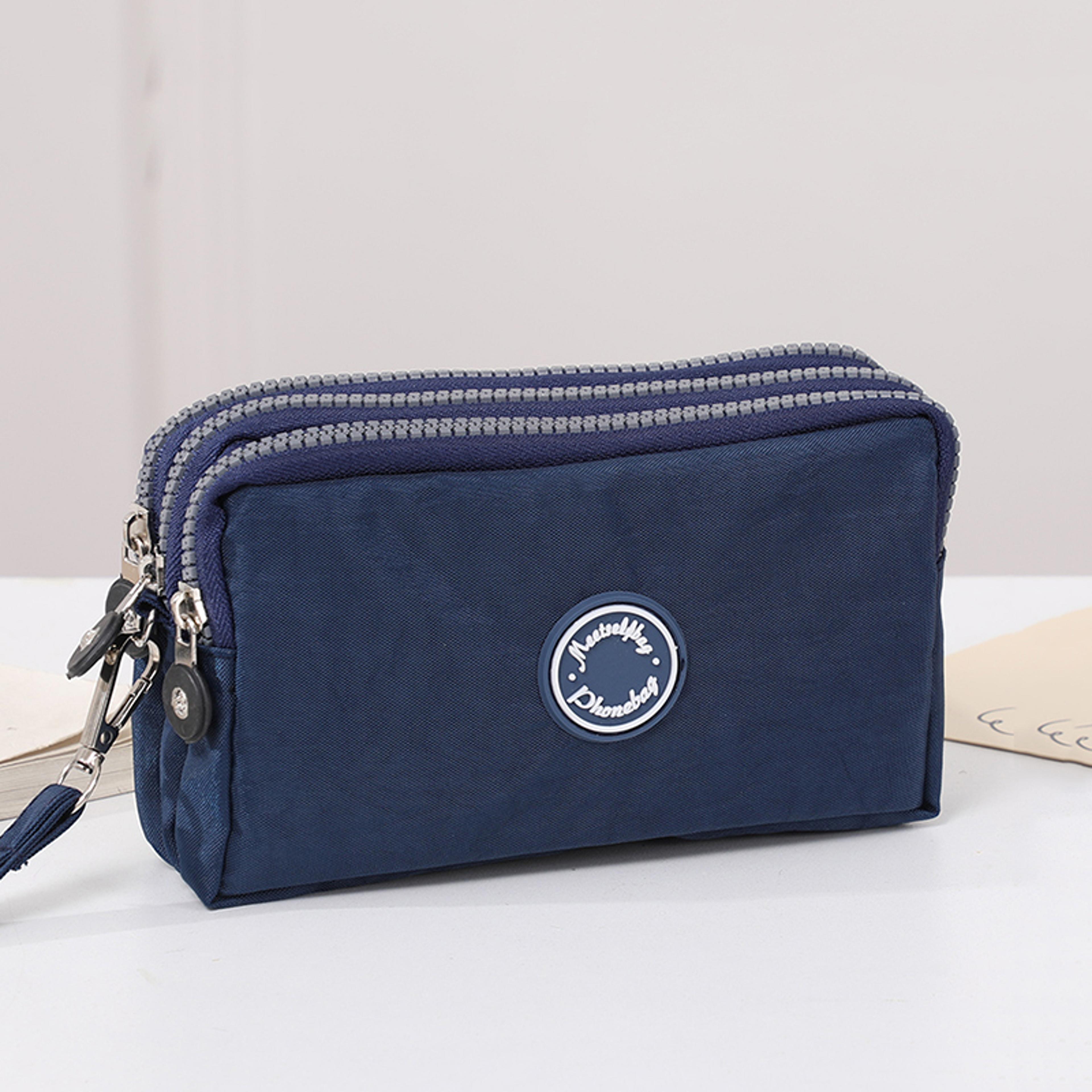 triple zip phone wallet pouch waterproof mini travel organizer