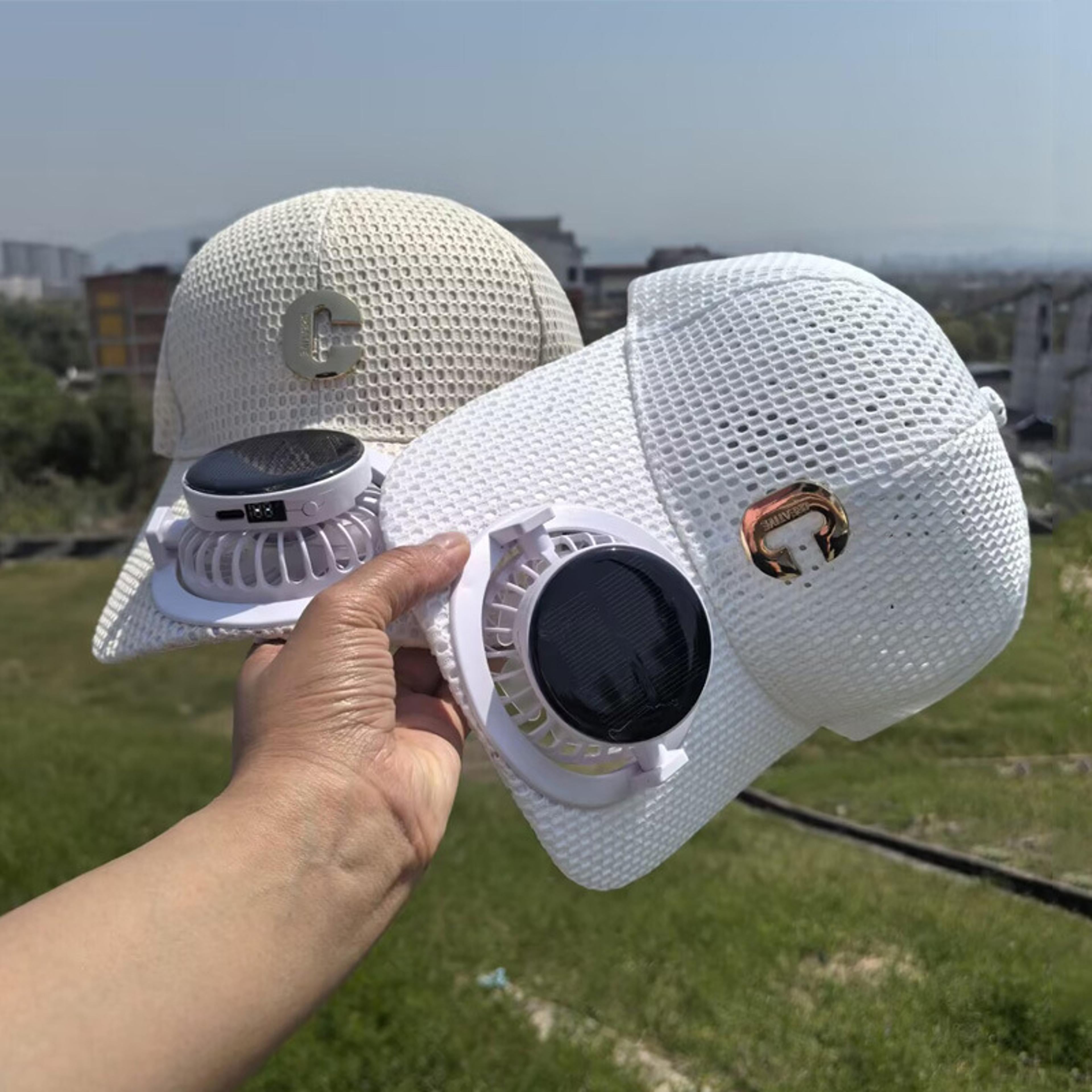 solar fan hat with uv protection extended brim breathable cooling baseball cap