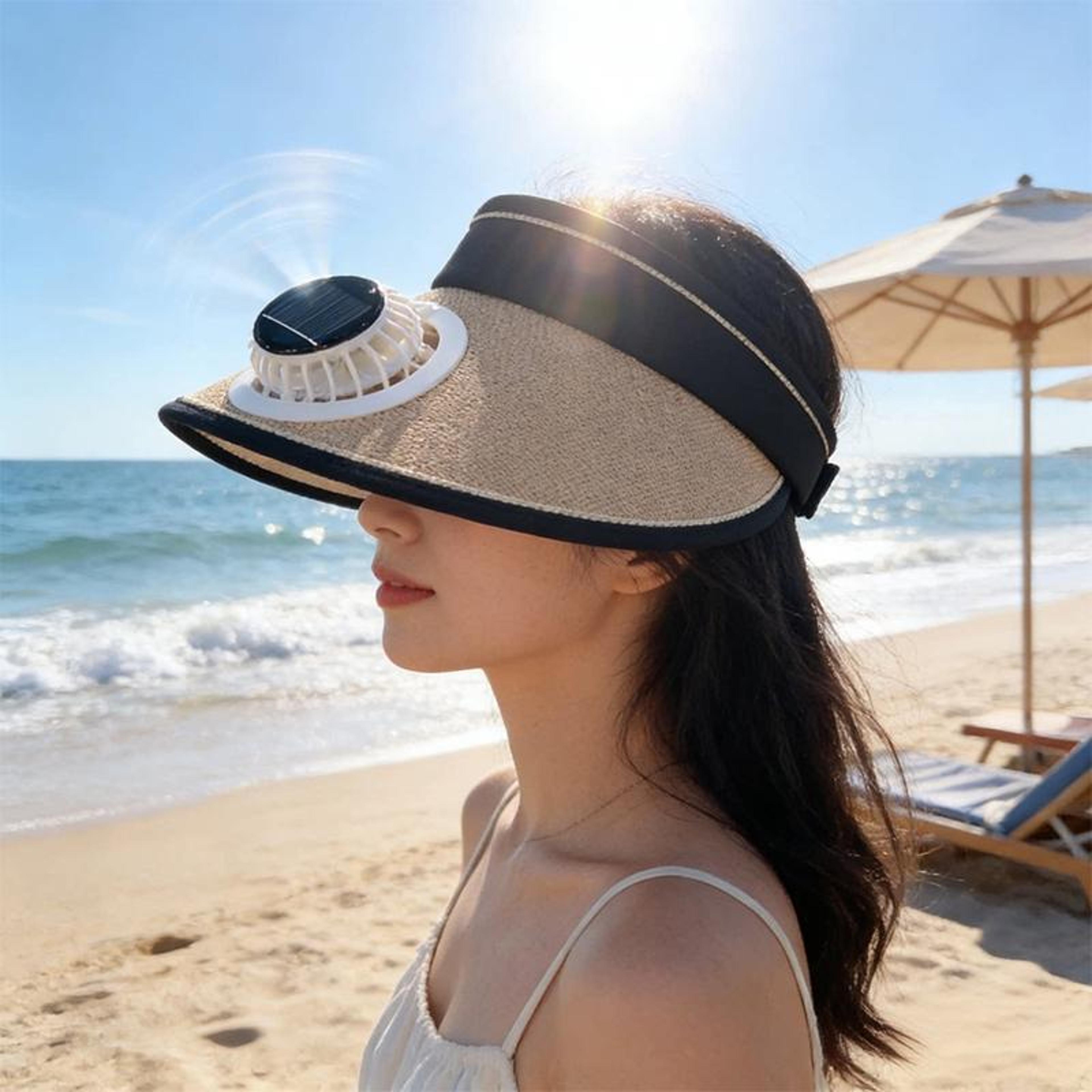 rechargeable cooling fan hat uv protection sun visor cap for fishing, hiking & summer travel