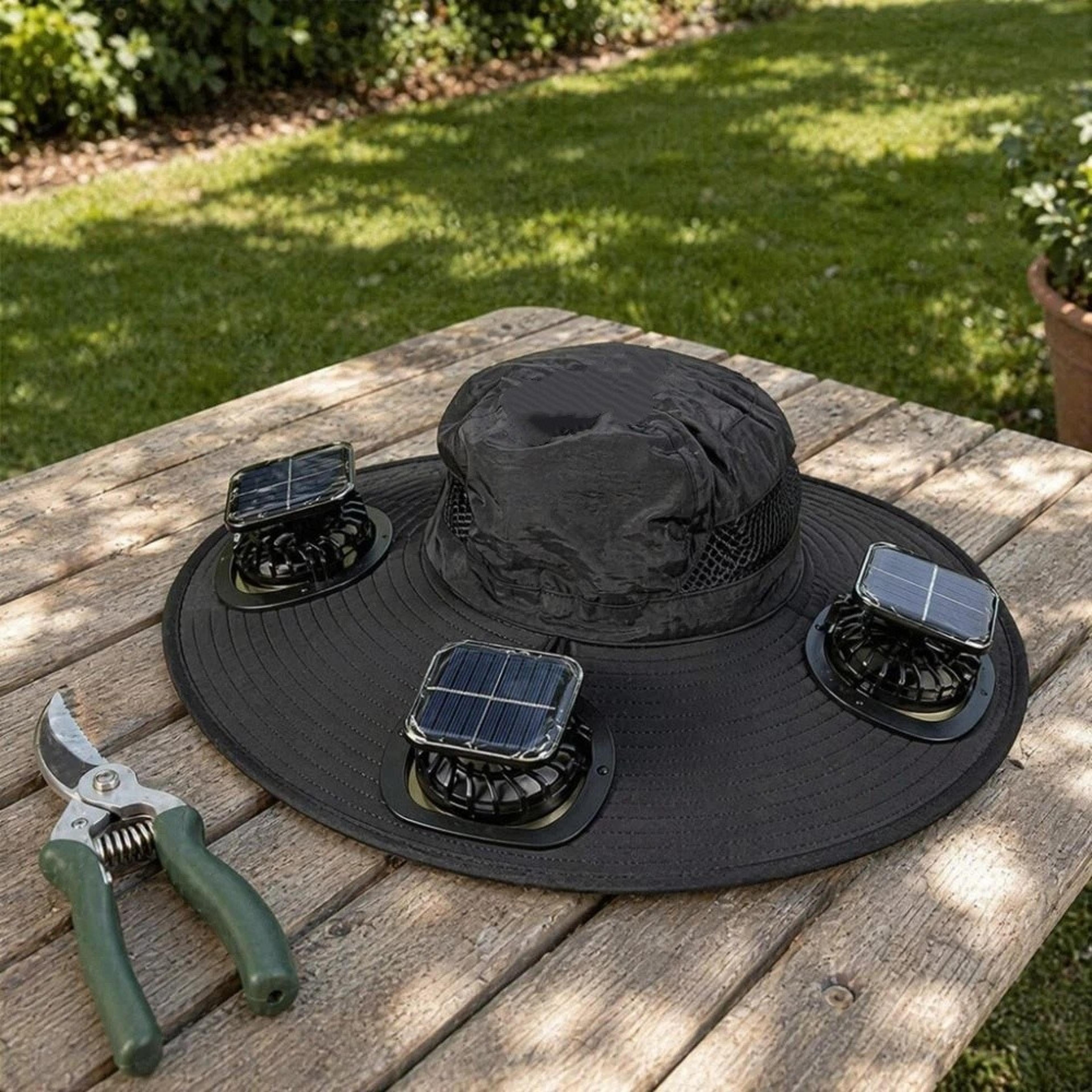 solar fan hat with cooling fans and wide brim uv protection visor cap
