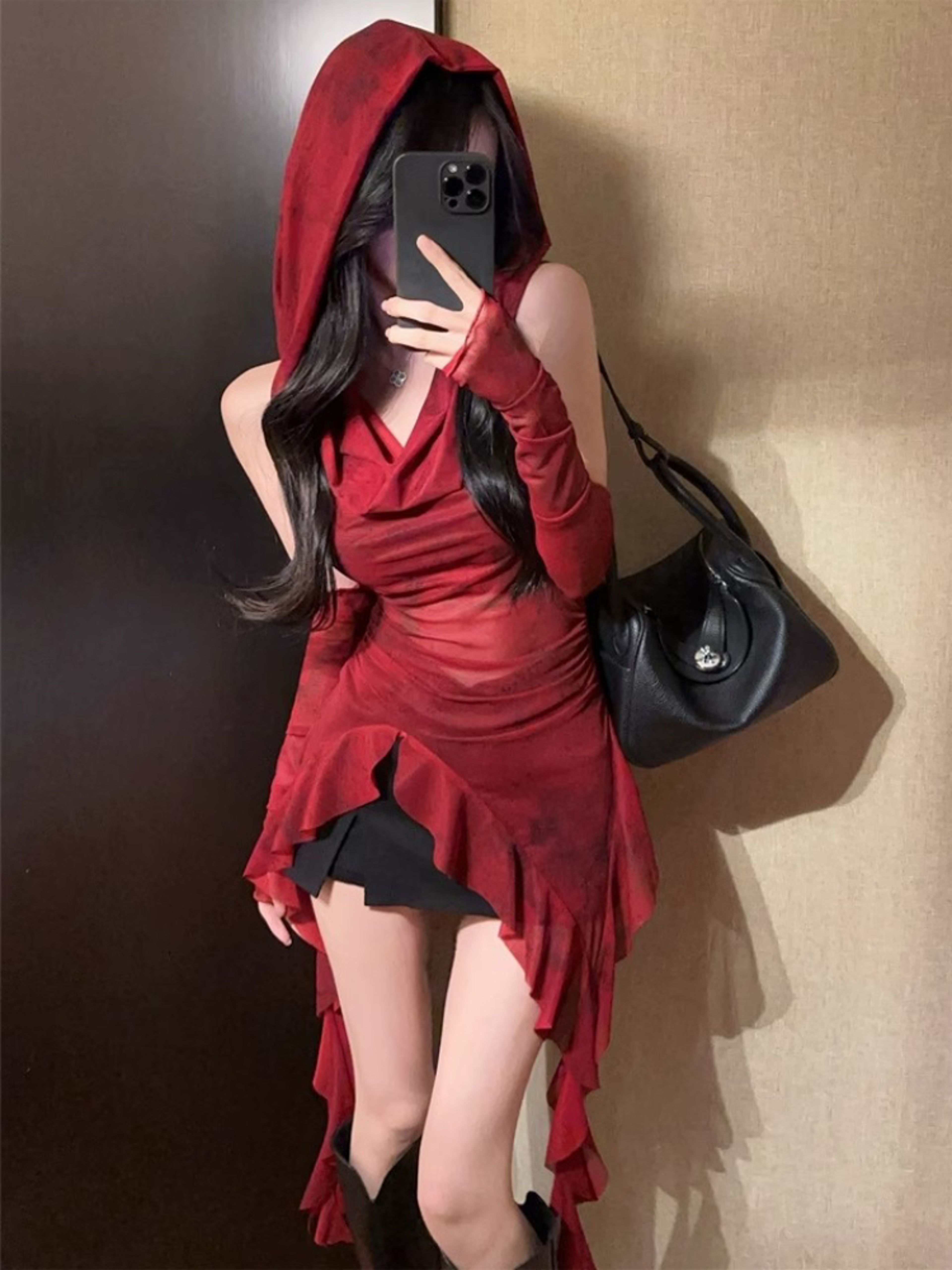 mesh hooded ruffle top for women sheer streetwear tee