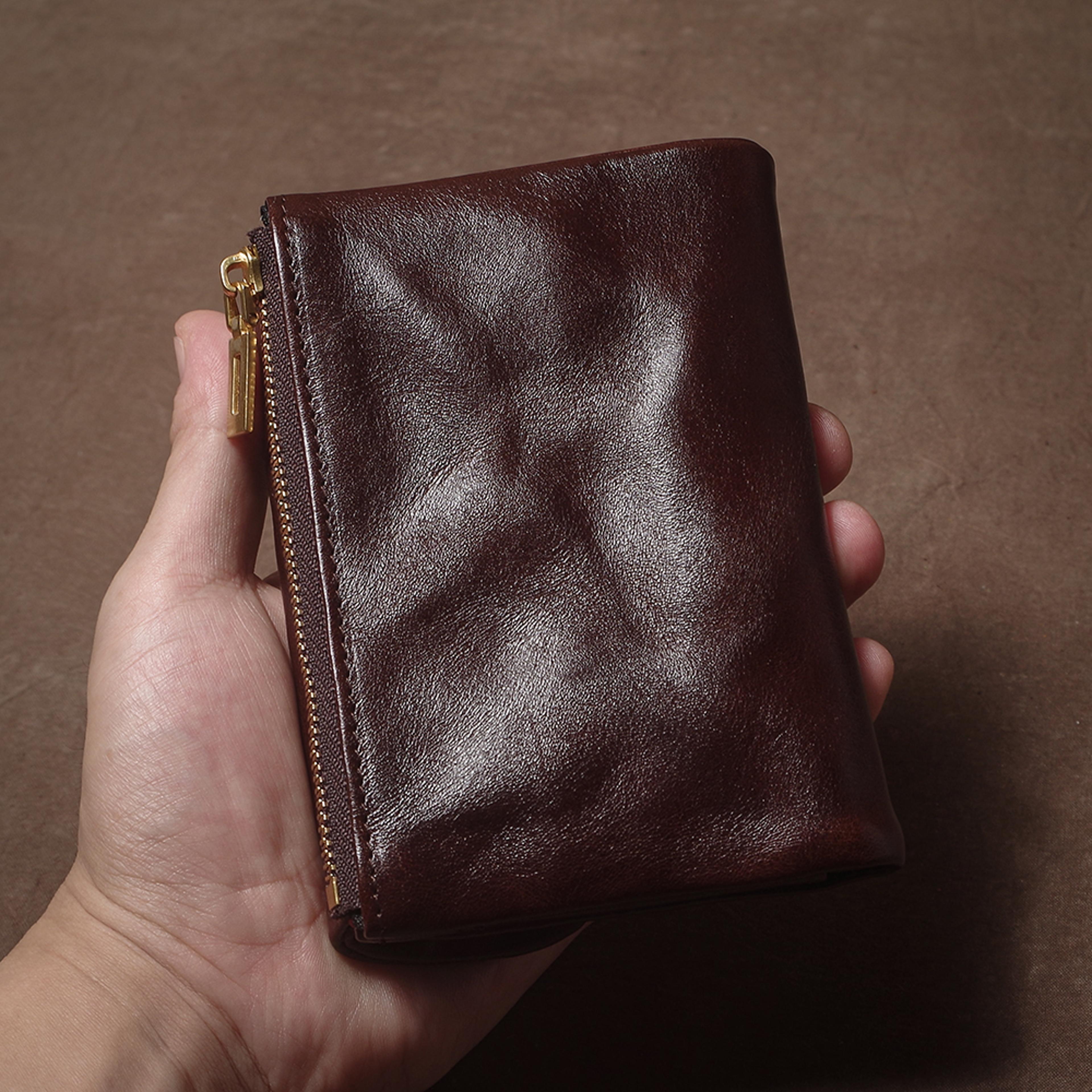 vintage genuine leather trifold wallet with zipper coin purse