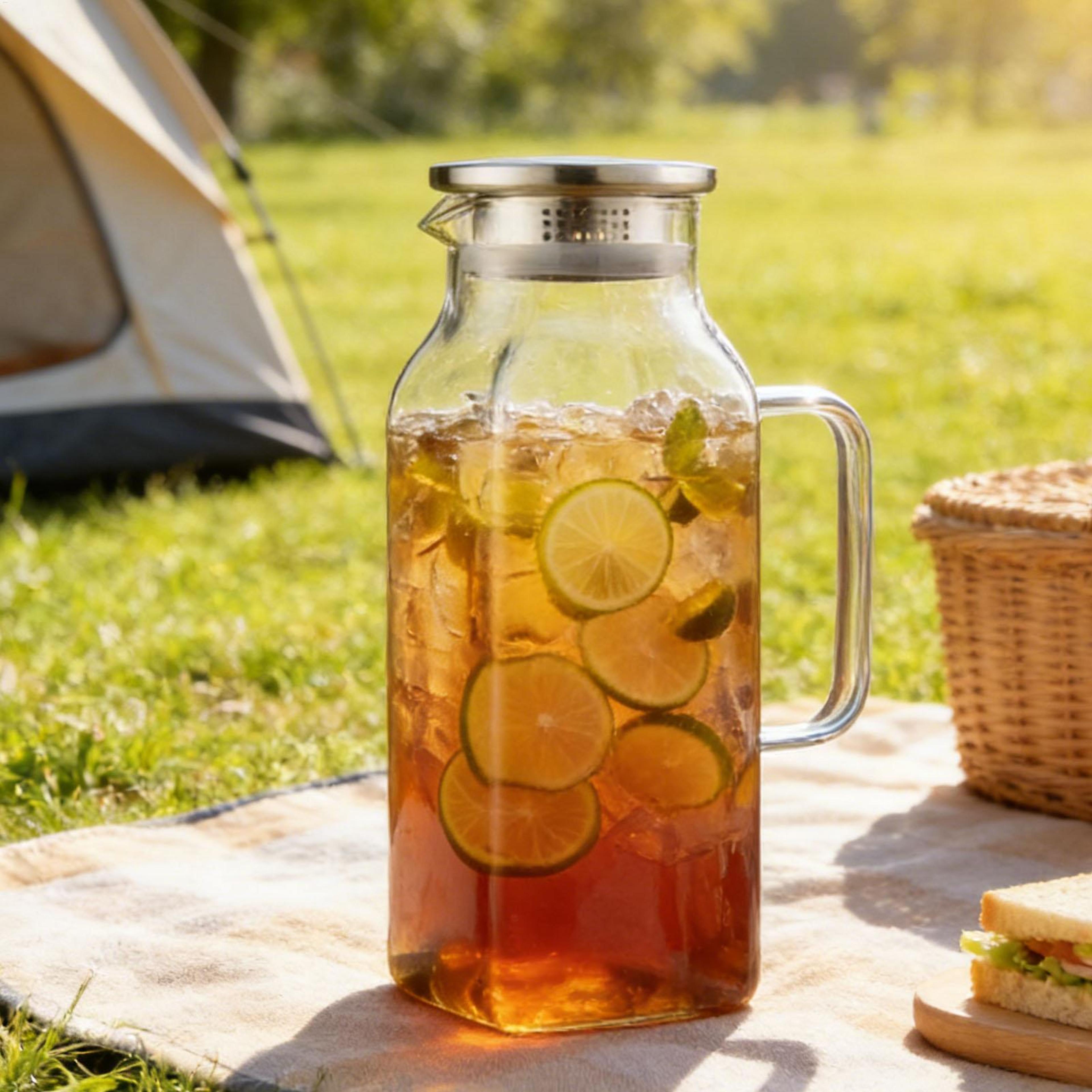 elegant glass water bottle & carafe and tumbler set for bedside, juice, tea & daily hydration