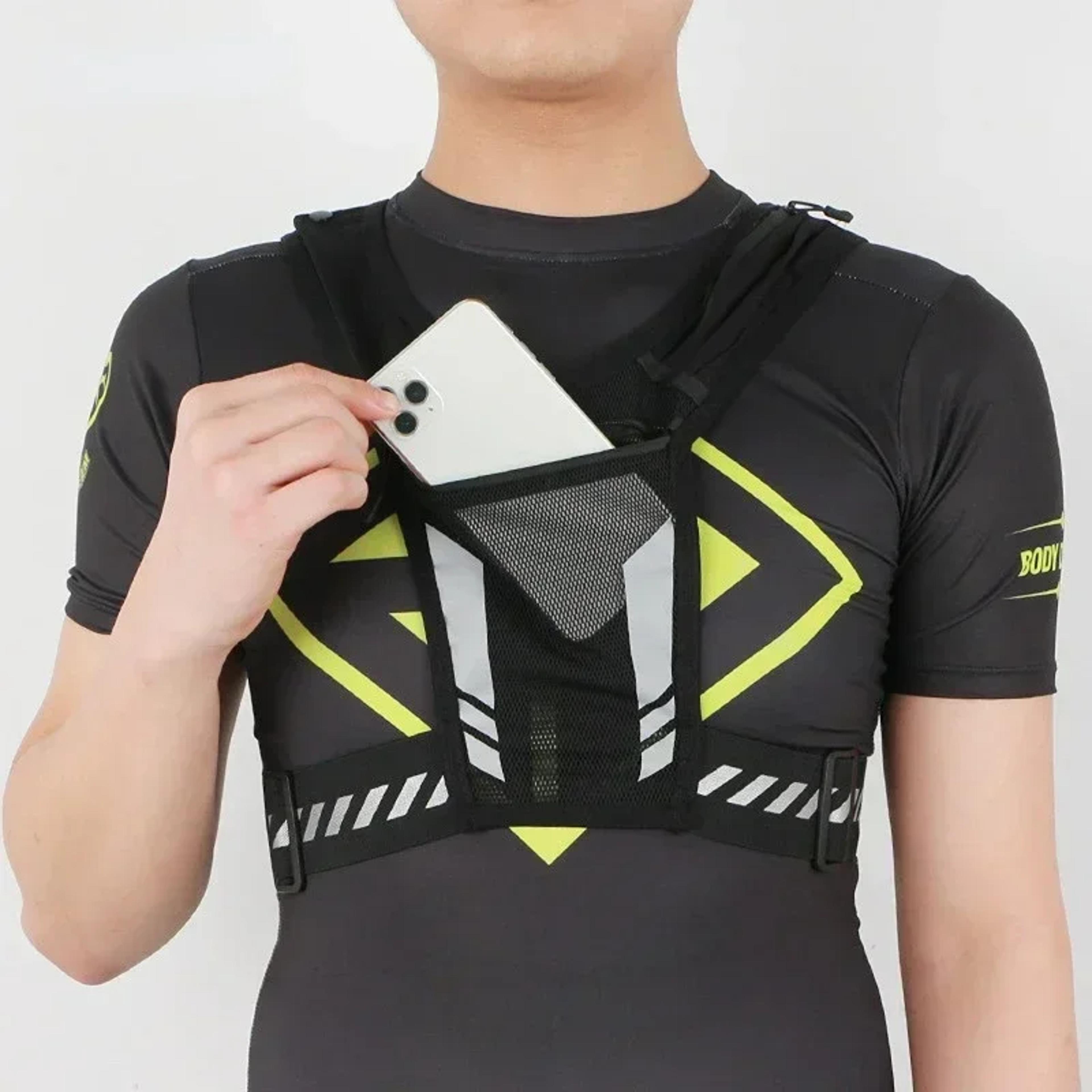 reflective running vest lightweight running backpack with phone pocket for jogging, hiking & cycling