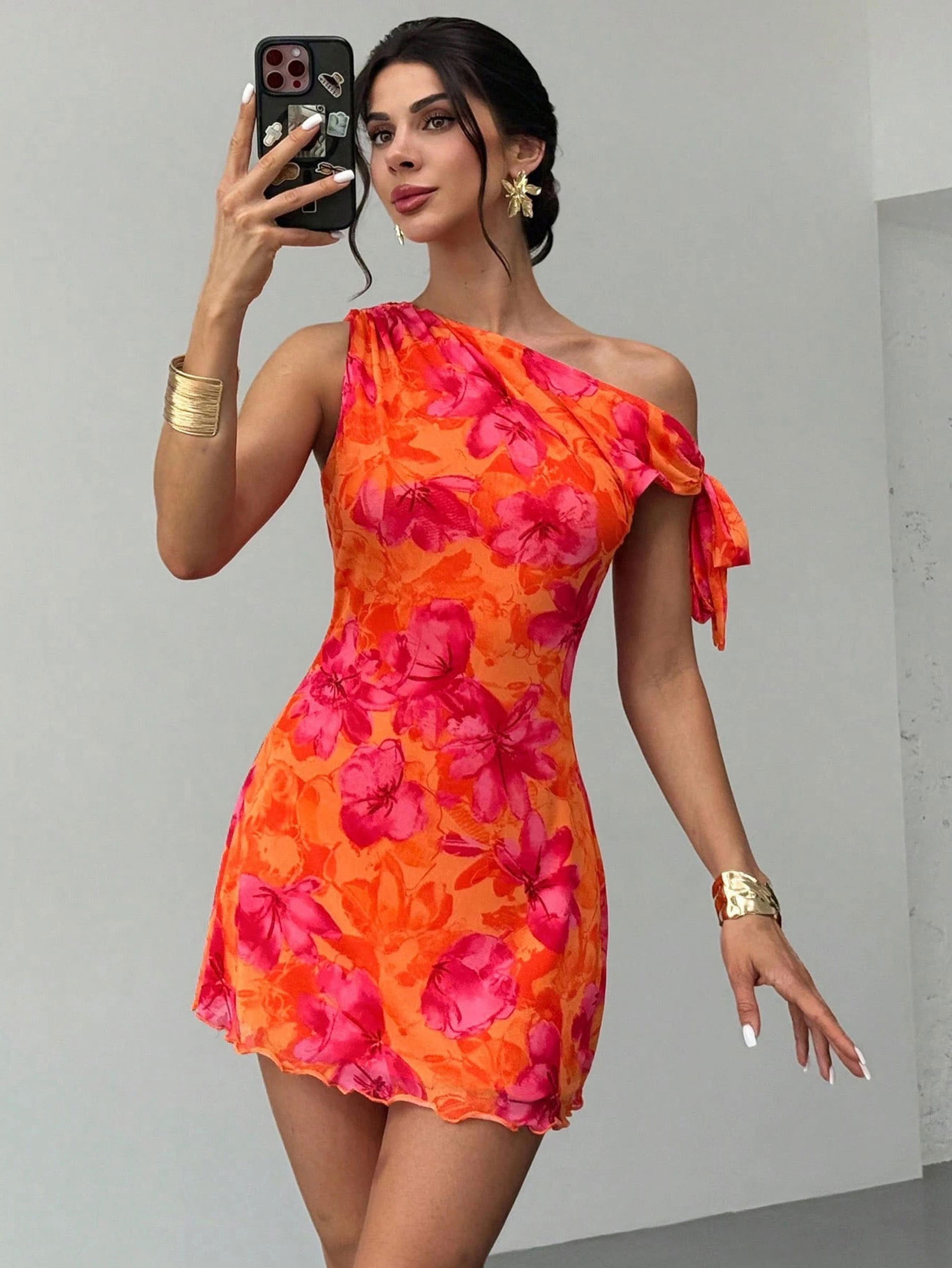 floral summer off shoulder mini dress for women casual vacation beach sundress
