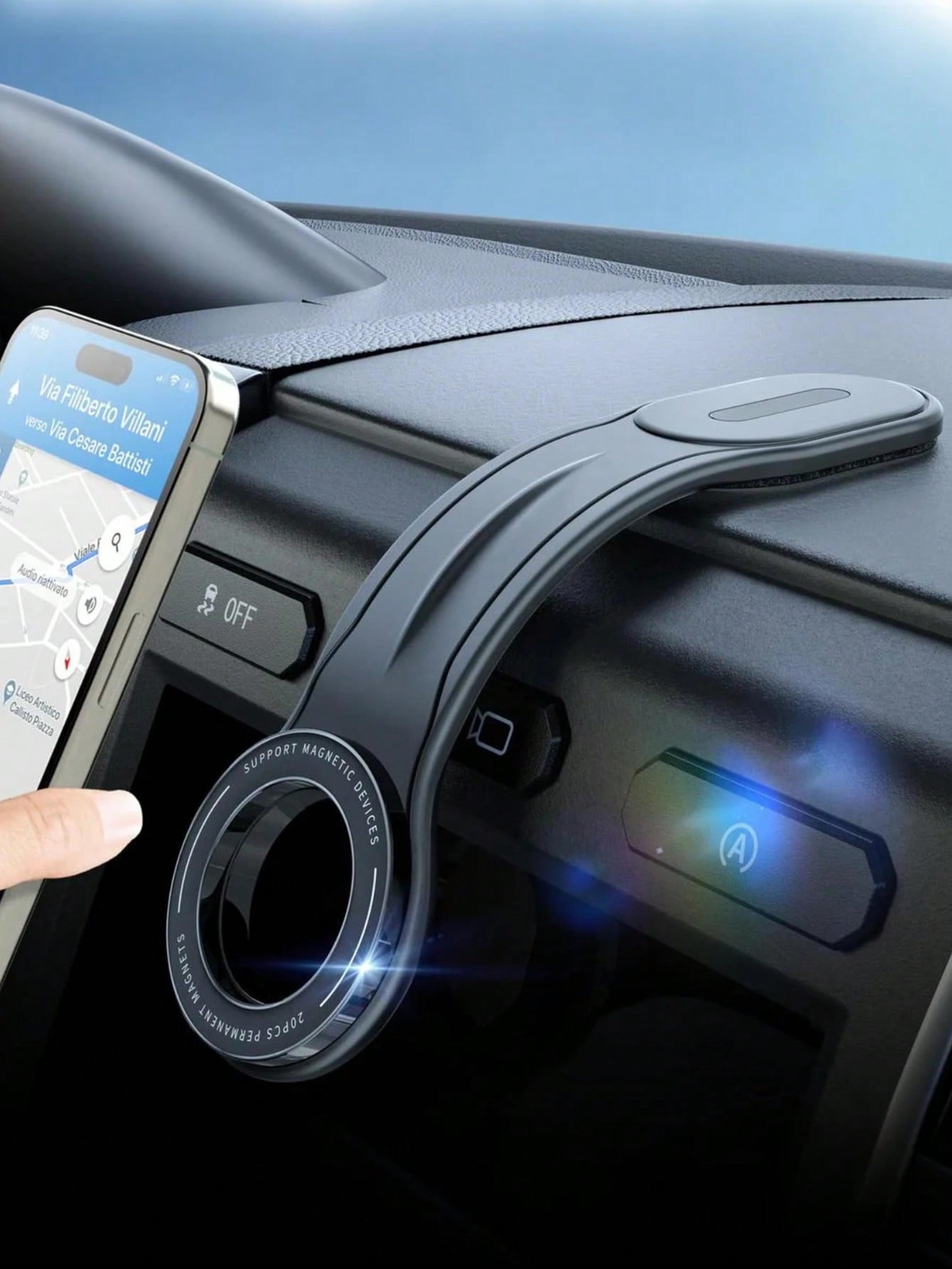 magnetic car phone mount with adjustable aluminum arm & rotation