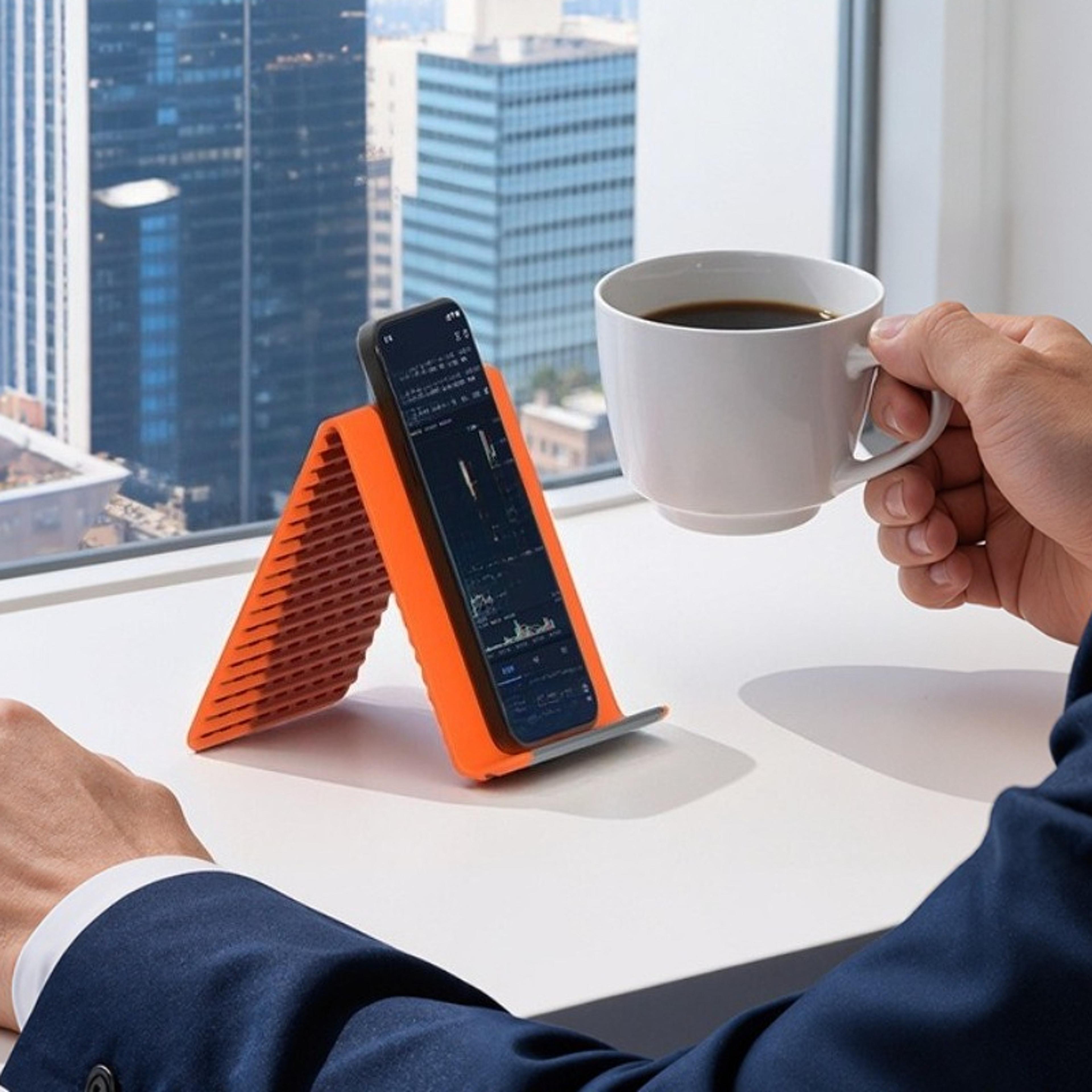 foldable phone stand adjustable silicone desktop holder for phones, tablets & laptops