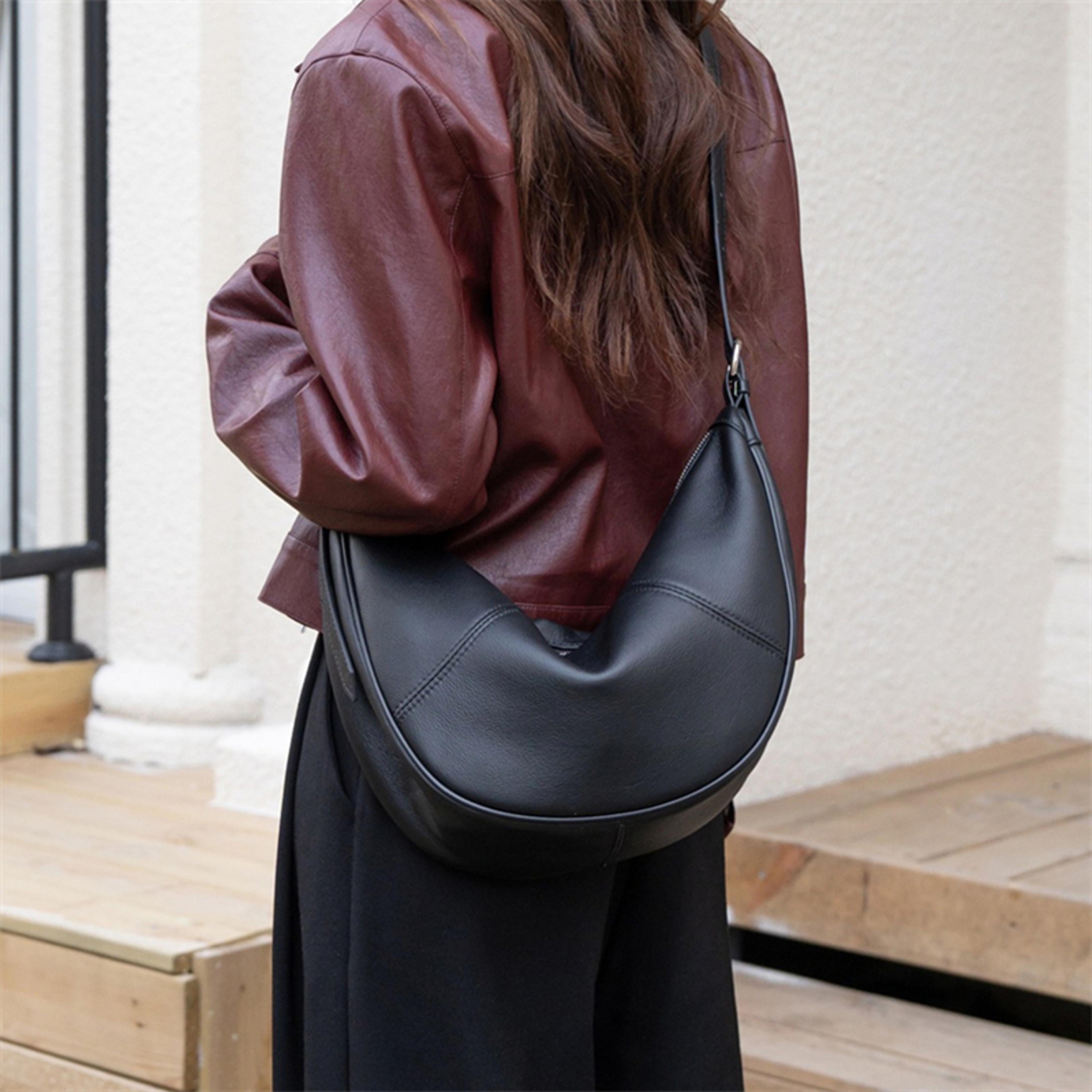 genuine leather hobo bag for women soft cowhide slouchy crescent crossbody work handbag