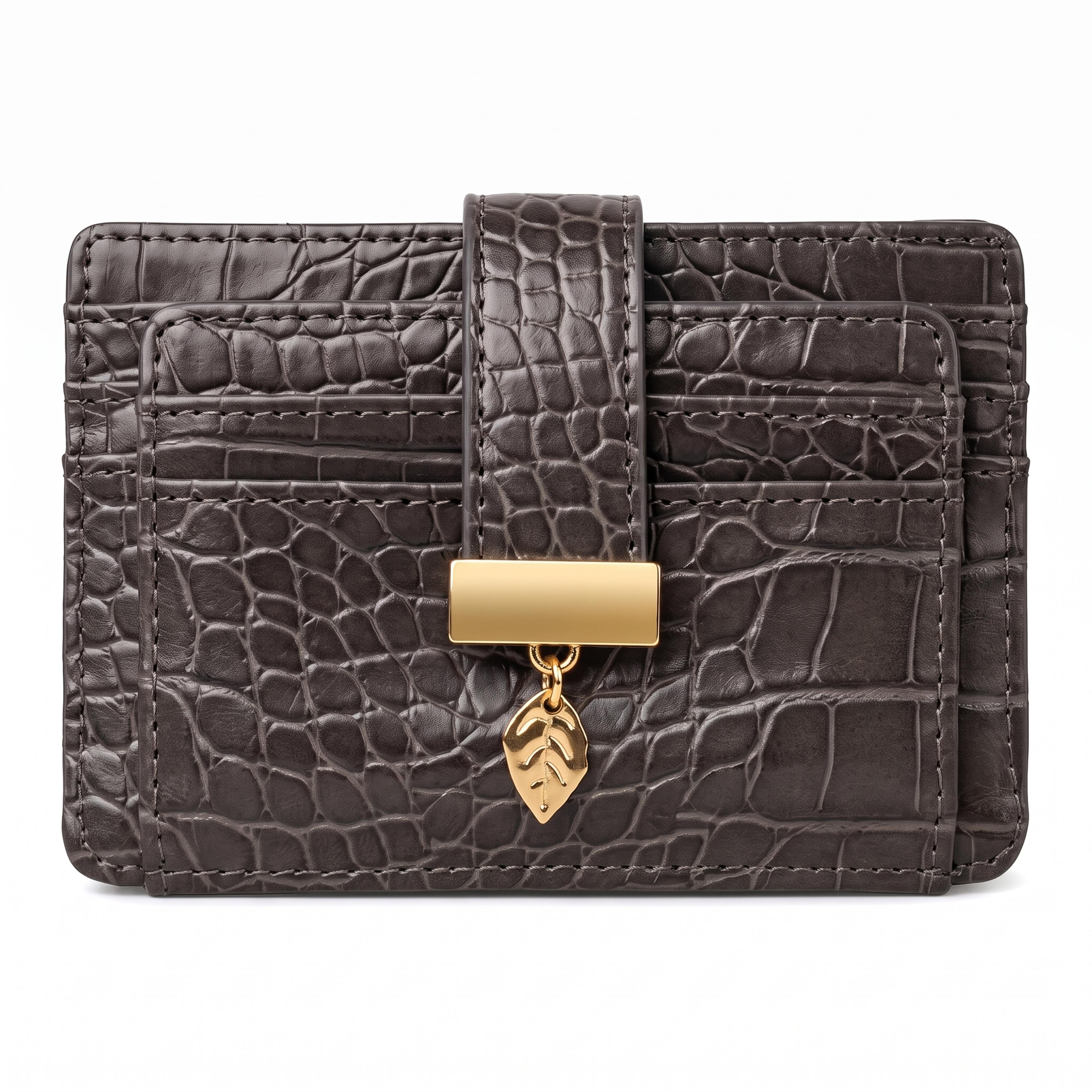 pomelo croc rfid wallet for women mini zip card holder with coin pocket & id window