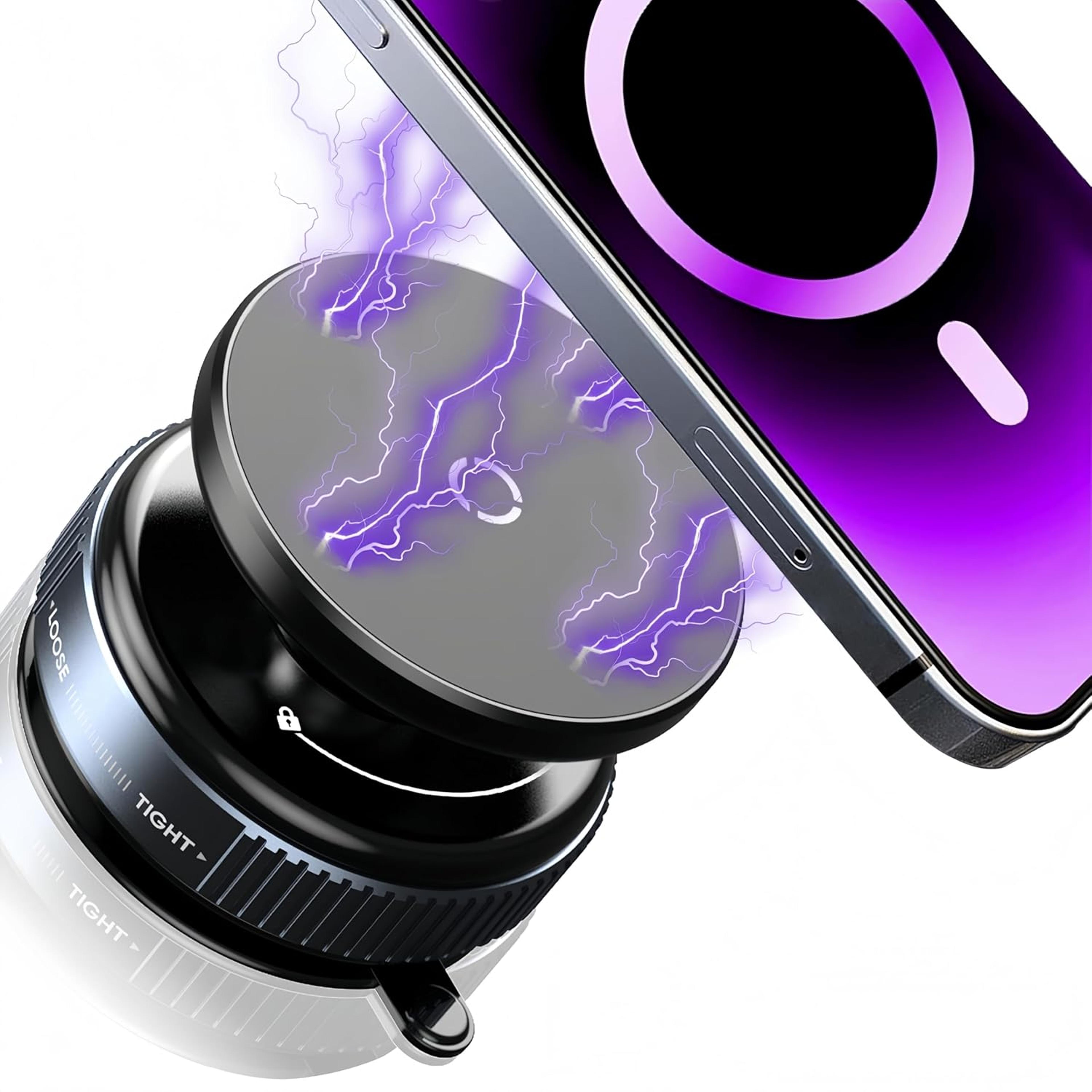 car mount magnetic phone holder with vacuum suction rotating dashboard & windshield mount