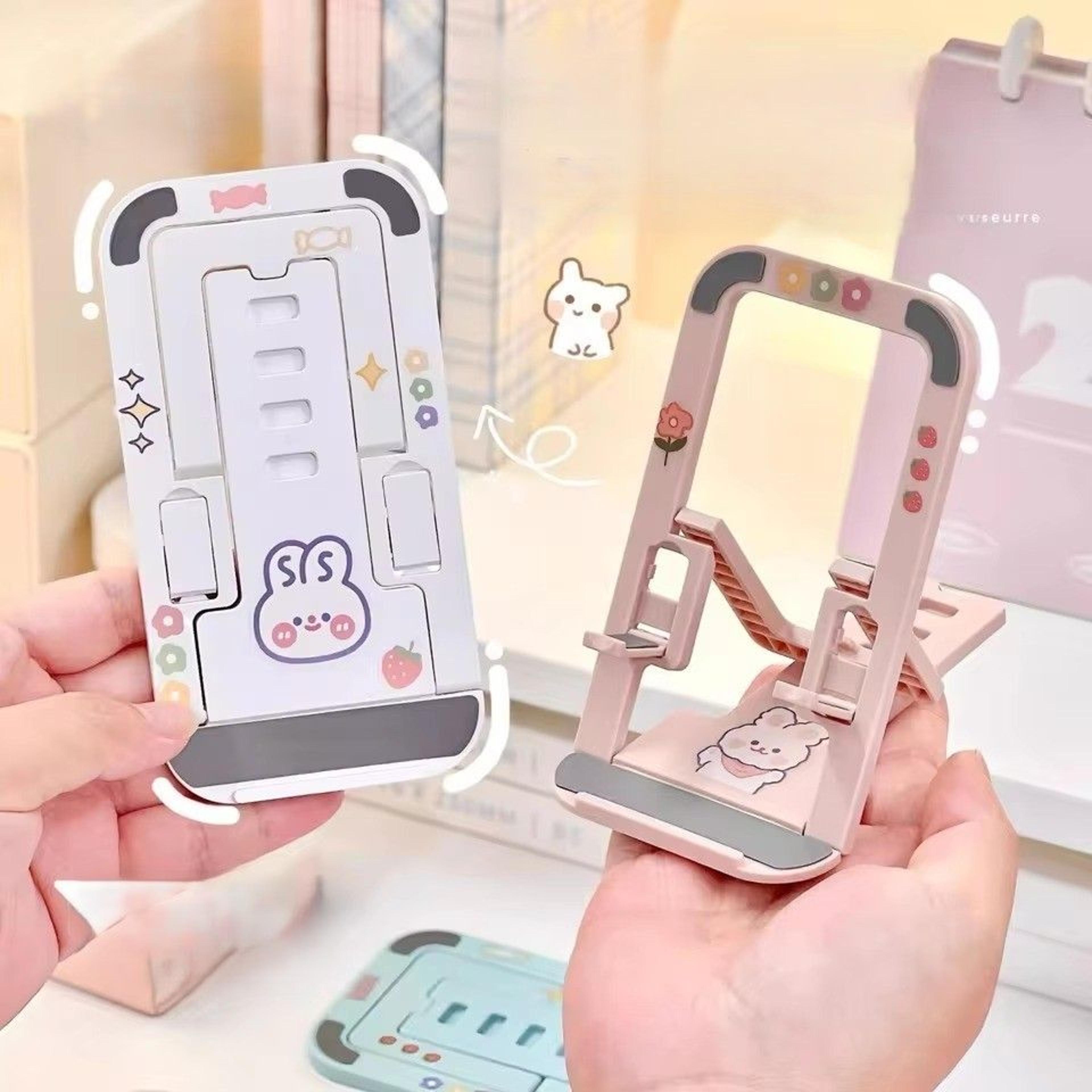 fold ease phone stand adjustable foldable desktop phone holder for streaming, video calls & reading