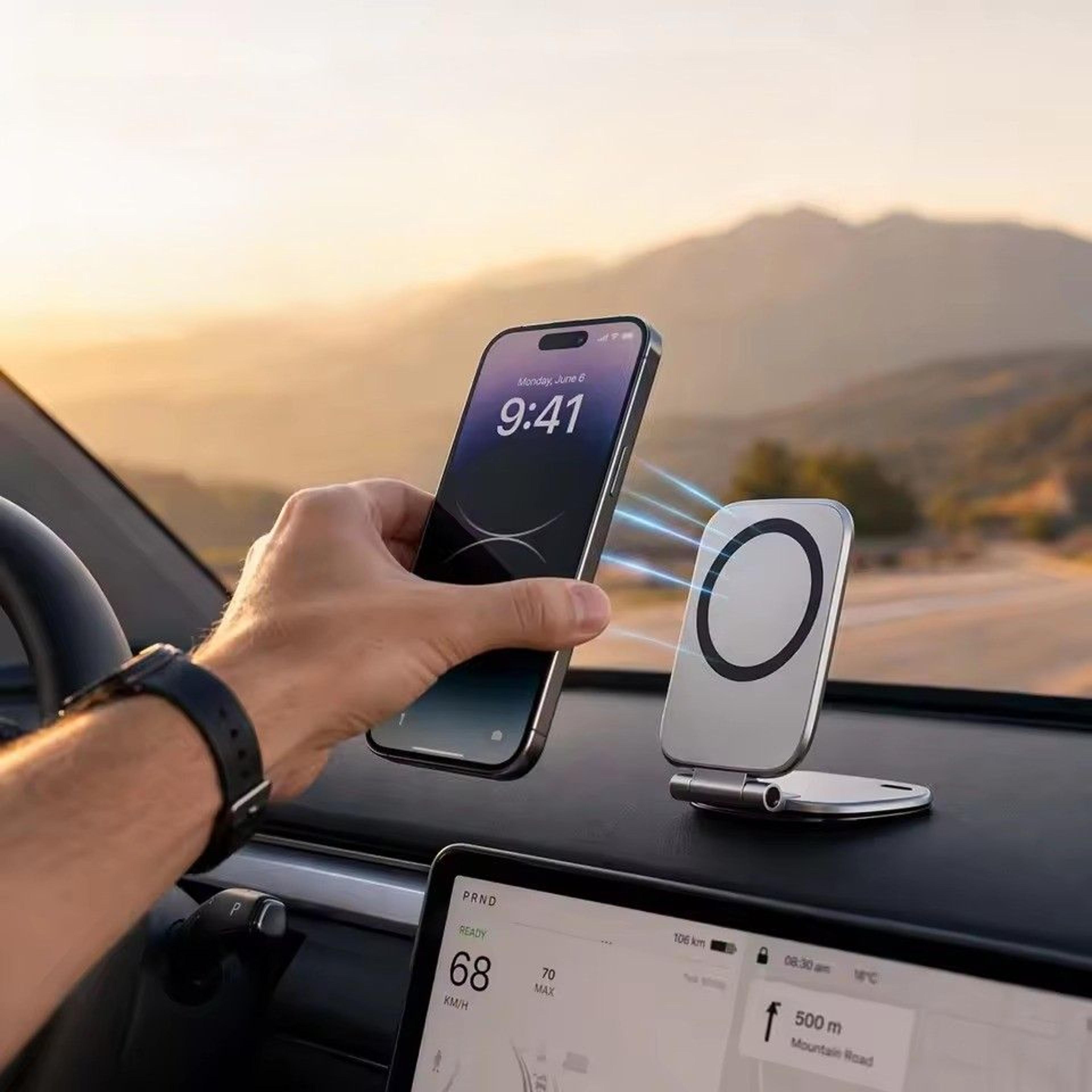 car mount for tesla model & model y highland magnetic phone holder